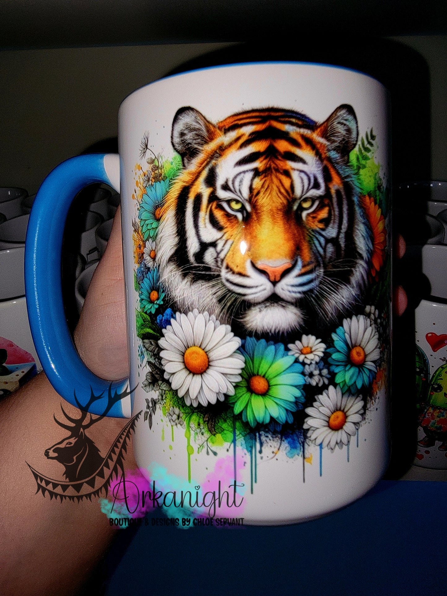 Tasse en céramique sur commande - Collection Été- Vivid Colors - Tigre - Teinte de vert