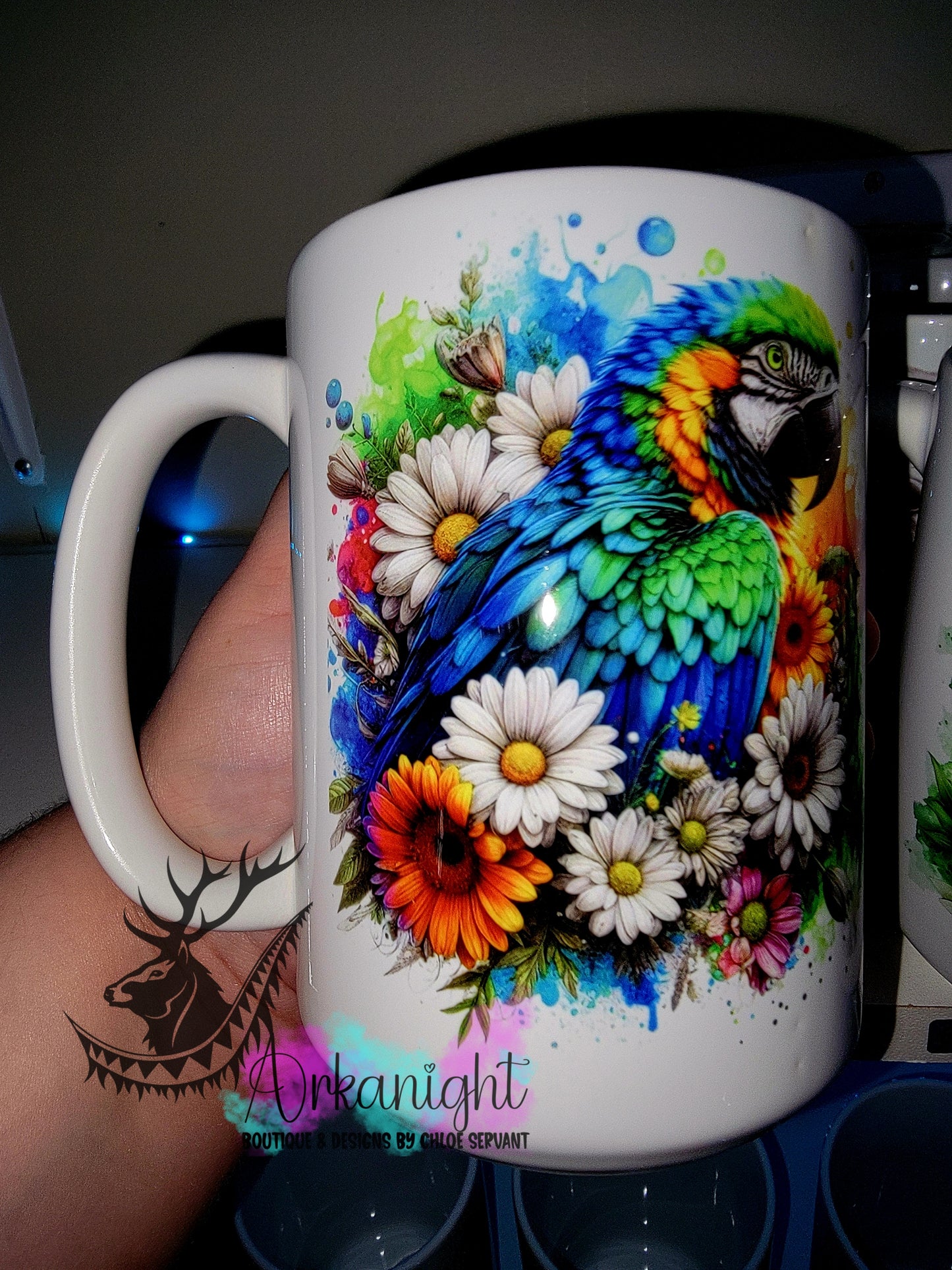 Tasse en céramique sur commande - Collection Été- Vivid Pastel Colors - Oiseau Ara