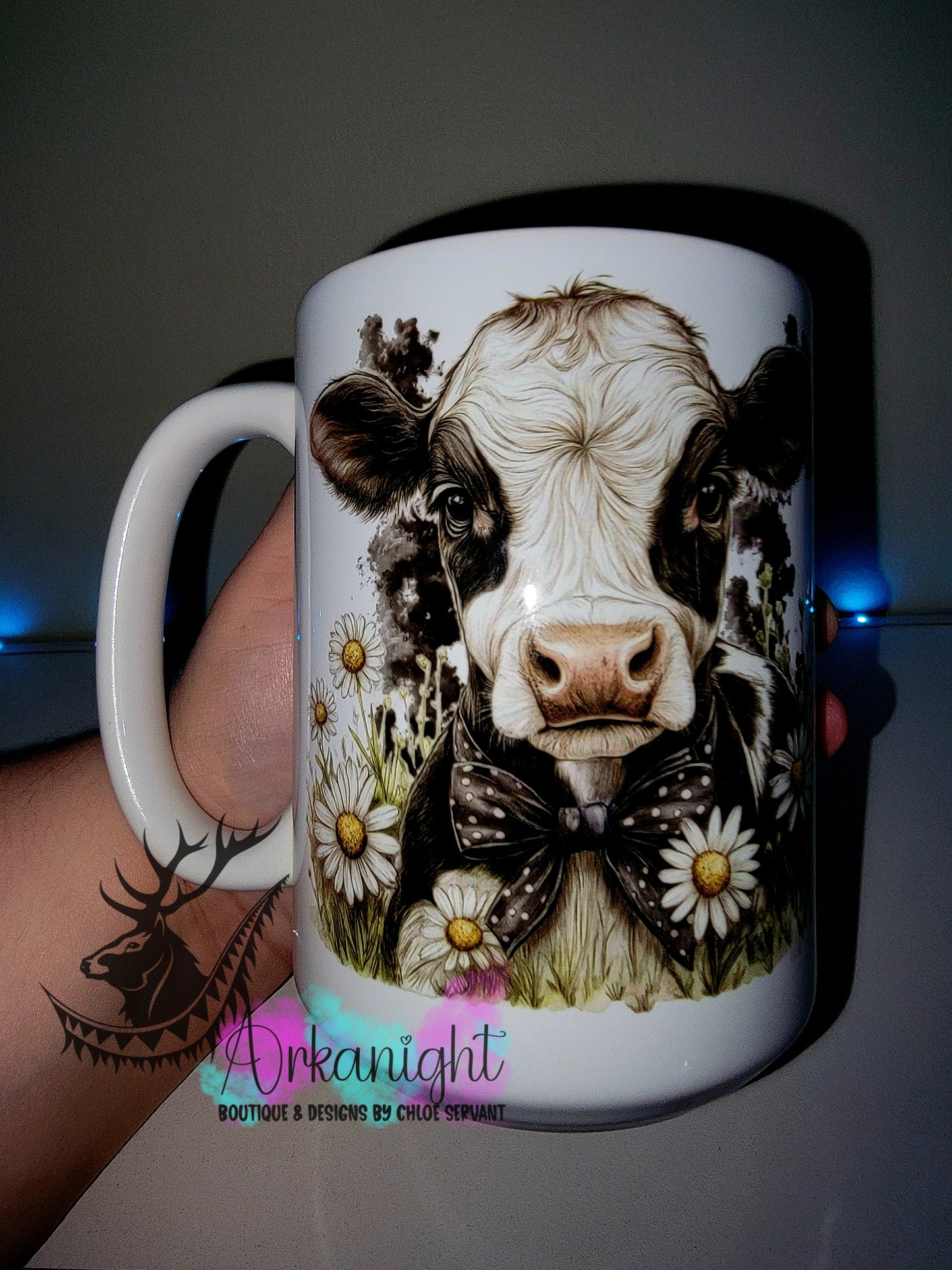 Tasse en céramique sur commande - Collection Western 2026 - Realism - Vache Holstein - Teinte de noir