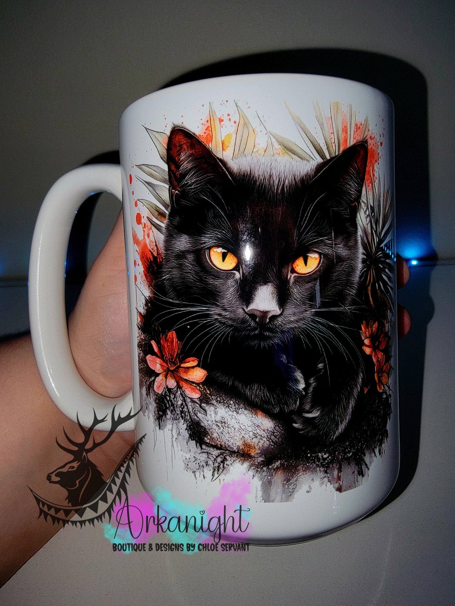Tasse en céramique sur commande - Collection Realism - Animaux - Chat Noir