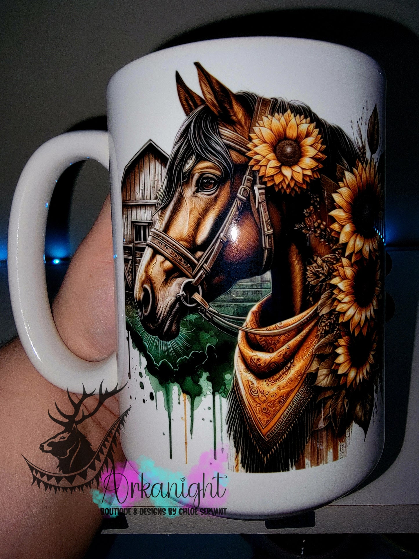 Tasse en céramique sur commande - Collection Western 2026 - Cheval Percheron - Brun