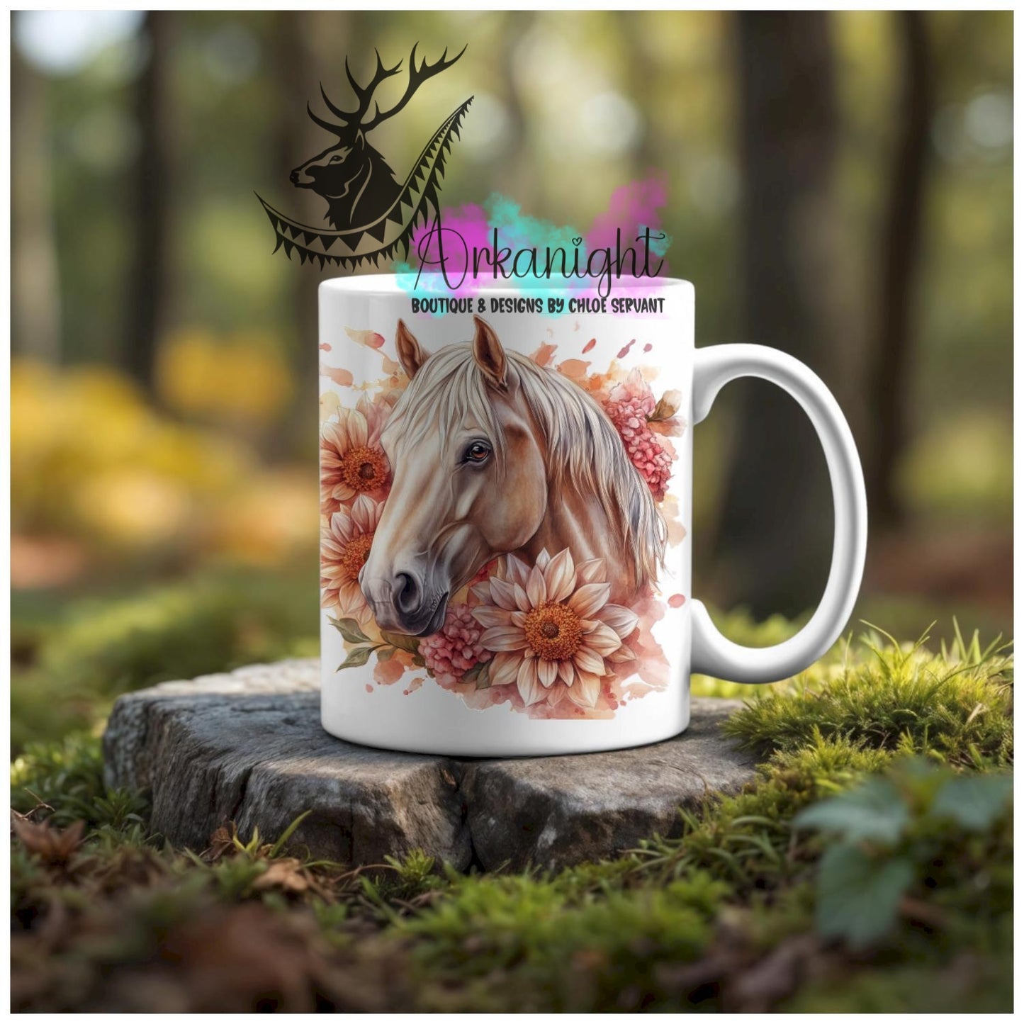 Numérique - Tasse en céramique - Western 2026 - Cheval Palomino - Teinte de pêche