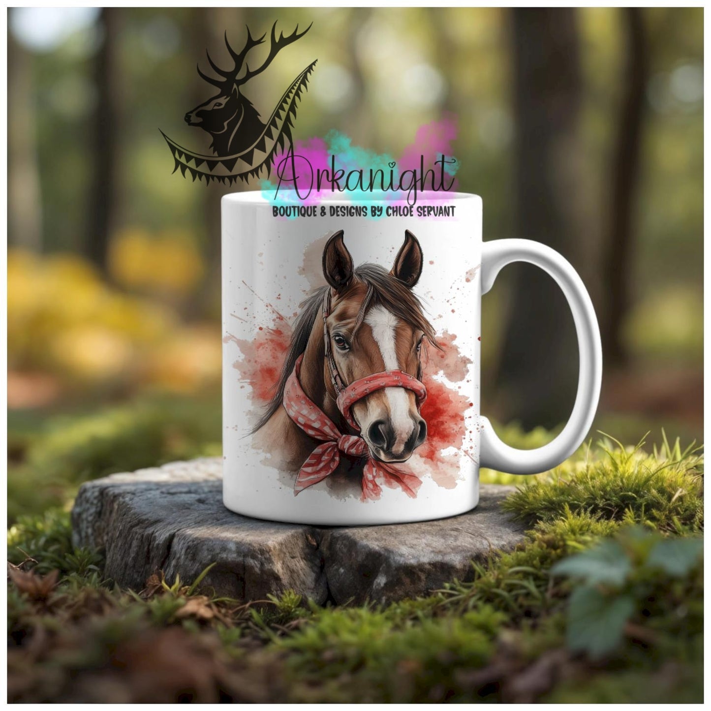 Numérique - Tasse en céramique - Western 2026 - Cheval Quarter Horse - Teinte de rouge