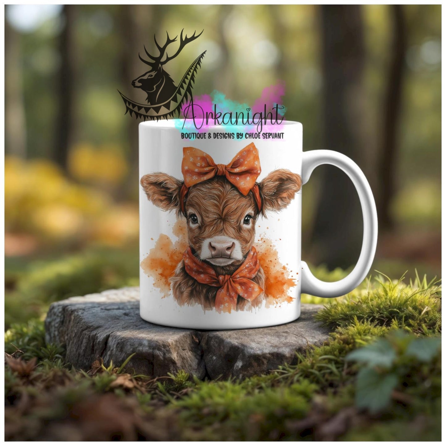 Numérique - Tasse en céramique - Western 2026 - Vache Highland Rousse - Teinte orange