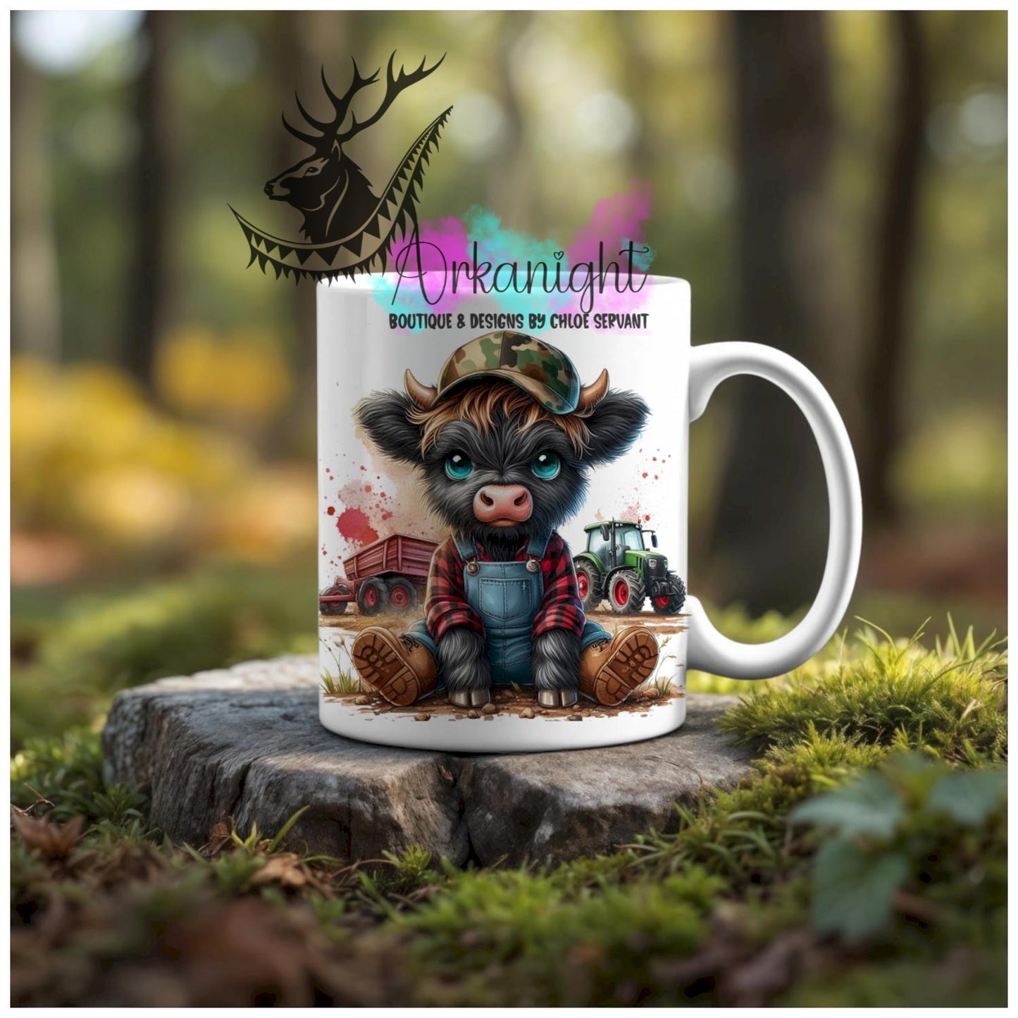 Numérique - Tasse en céramique - Collection Illustration Vache Métiers & Occupations - Farmer - Teinte rouge et vert