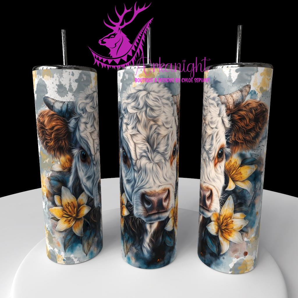 Gourde sur commande - Collection Western 2026 - Realism - Highland Cow - Teinte gris & Jaune
