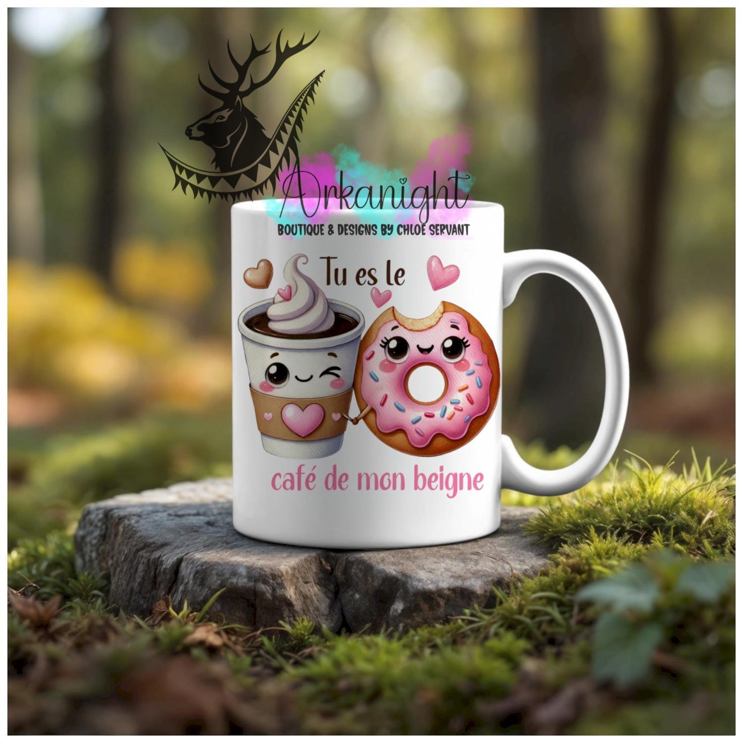 Numérique - Tasse en céramique - Collection Couples d'aliments comiques - café de mon beigne