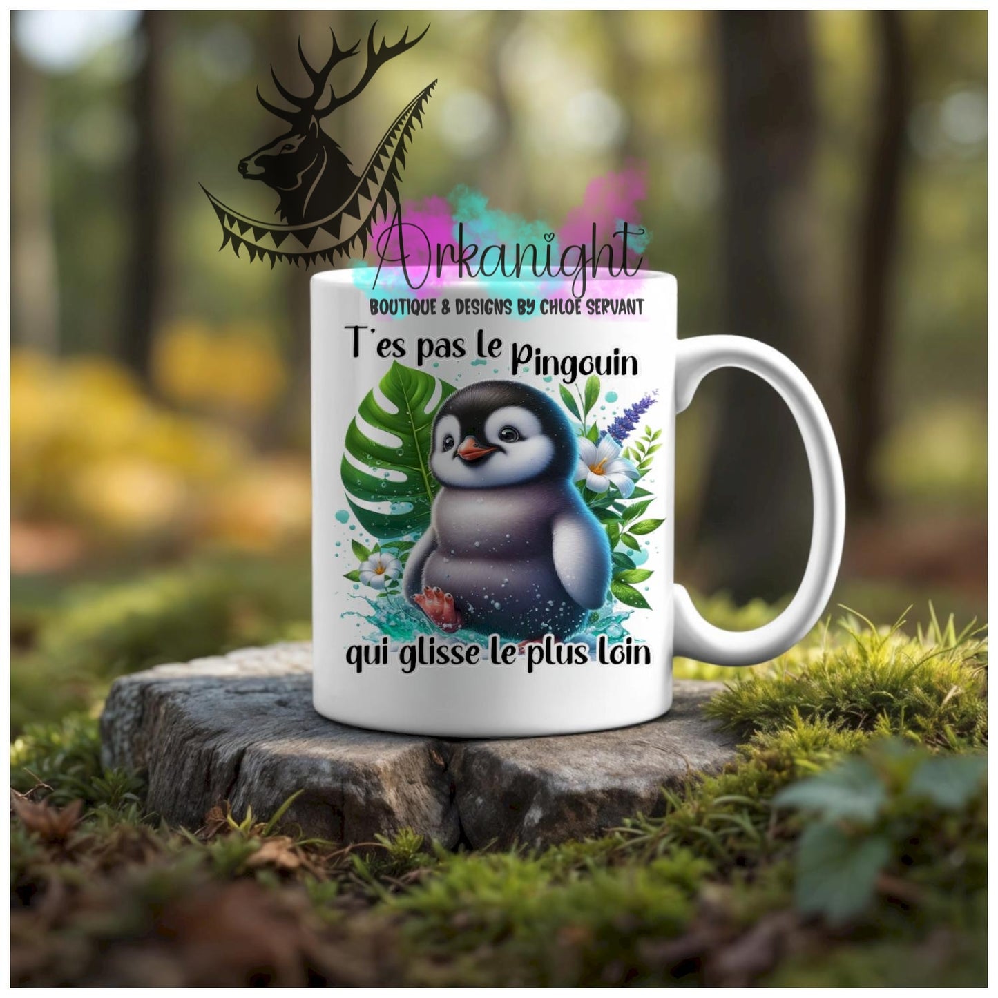 Numérique - Tasse en céramique - Collection Couples d'aliments comiques - pas le Pingouin qui glisse le plus loin