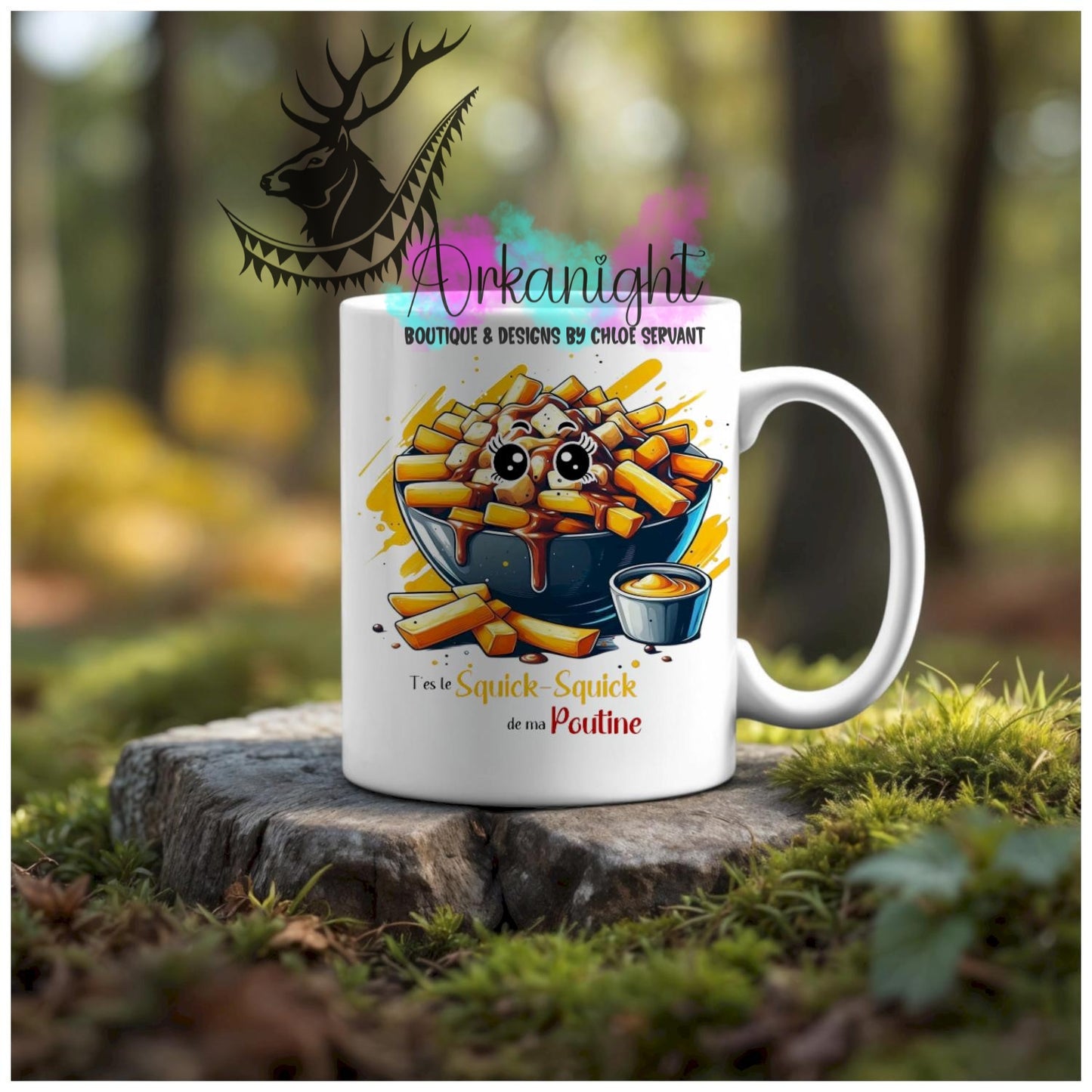 Numérique - Tasse en céramique - Collection Couples d'aliments comiques - squick squick de ma poutine