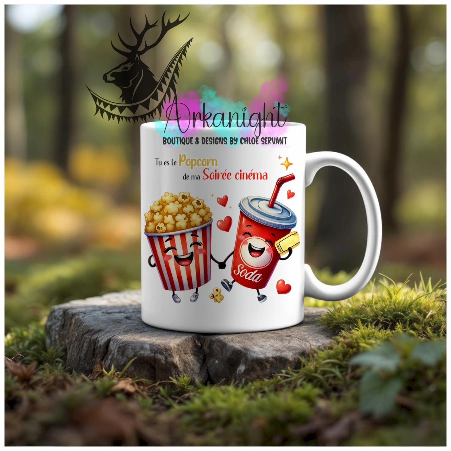 Numérique - Tasse en céramique - Collection Couples d'aliments comiques - Pop-corn de ma soirée cinéma