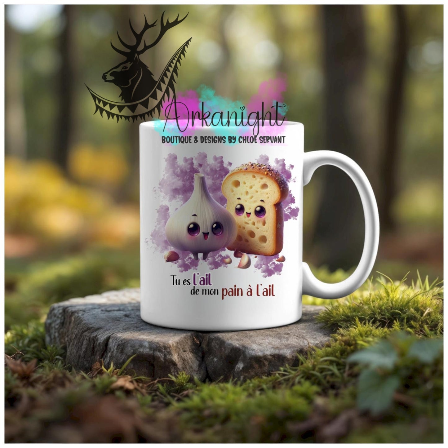 Numérique - Tasse en céramique - Collection Couples d'aliments comiques - L'ail de mon pain à l'ail