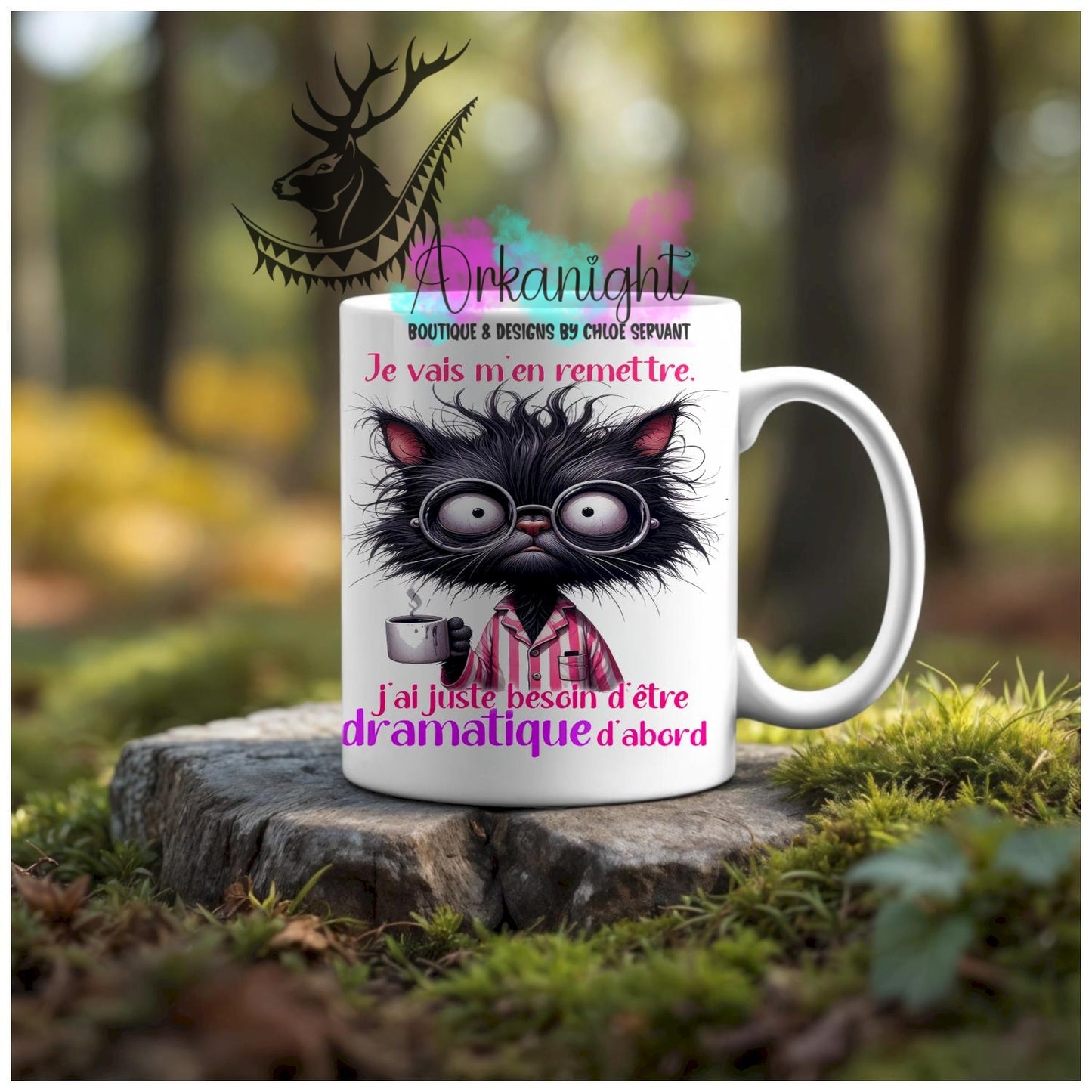 Numérique - Tasse en céramique - Collection Couples d'aliments comiques - Dramatique D'abord - Chat