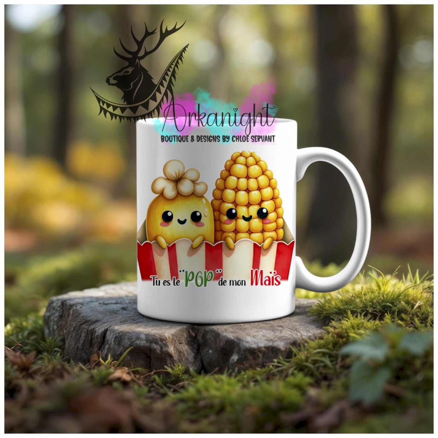 Numérique - Tasse en céramique - Collection Couples d'aliments comiques - Le "pop" de mon mais