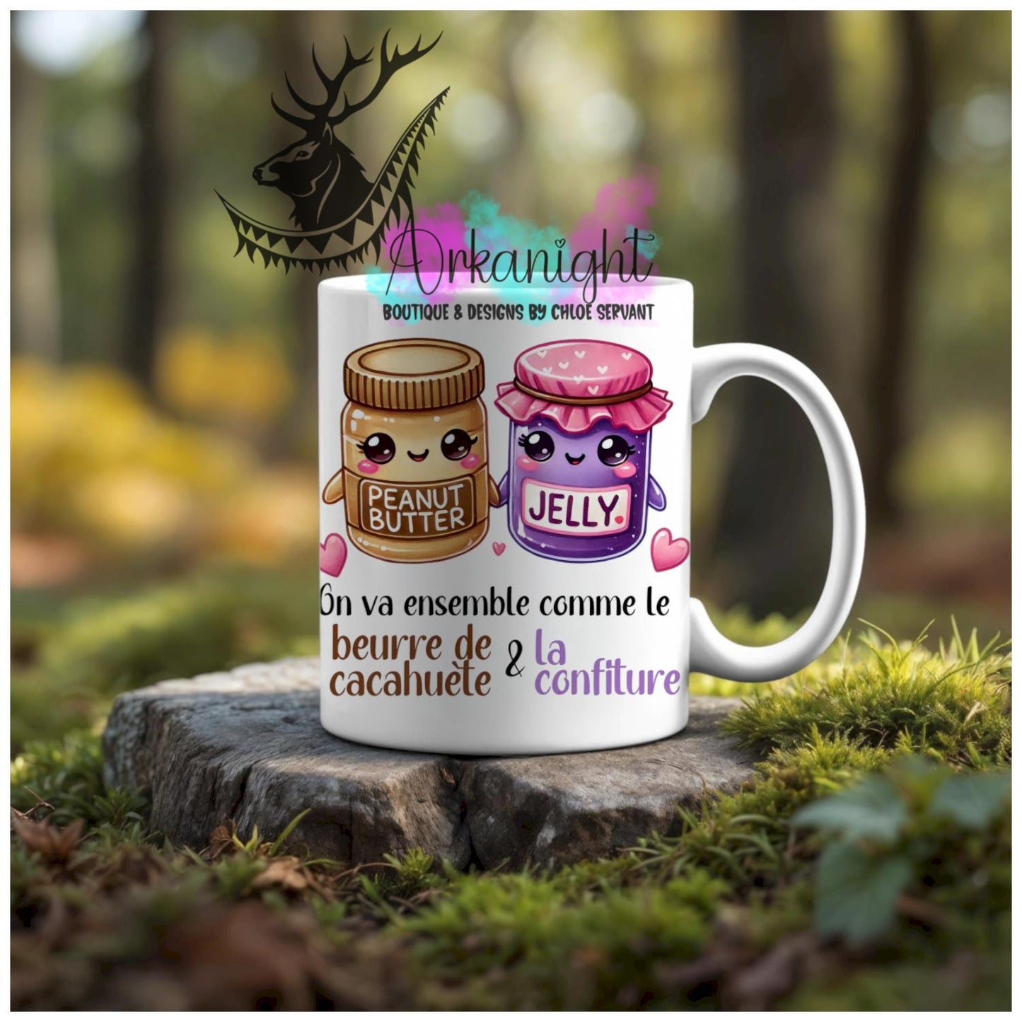 Numérique - Tasse en céramique - Collection Couples d'aliments comiques - on va ensemble comme le Beure de cacahuètes & la confiture