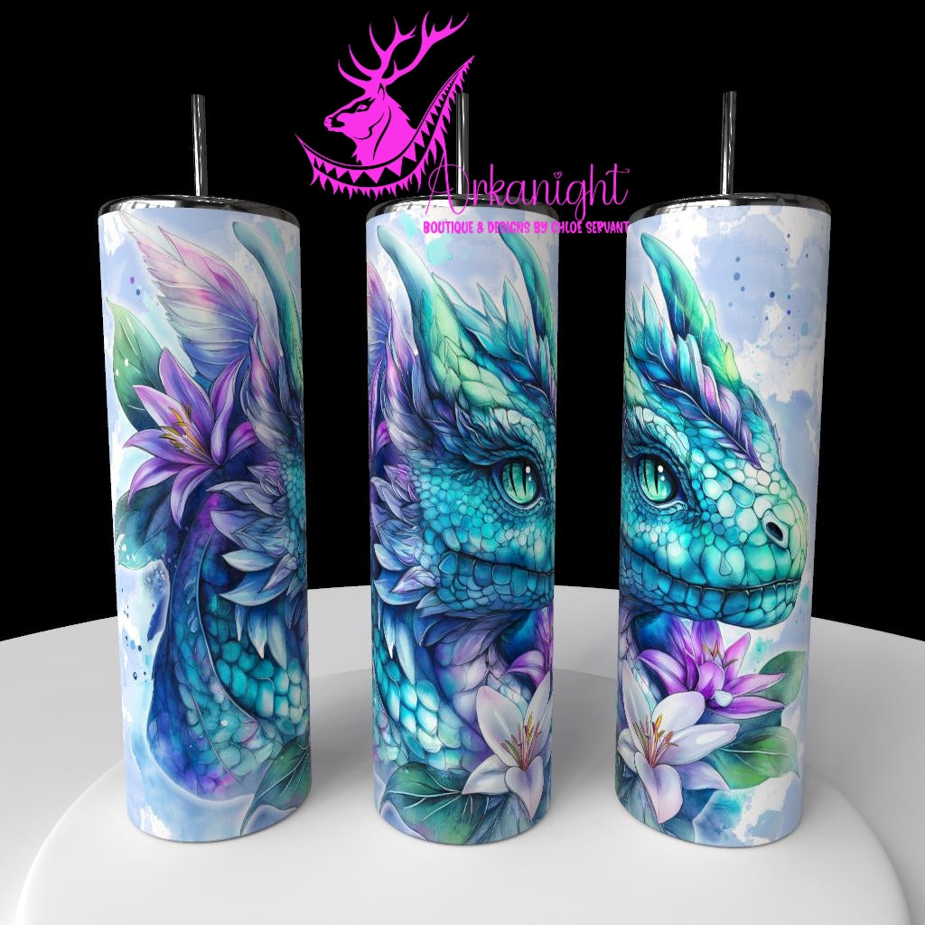 Gourde sur commande - Collection Fantaisie 2026 - Dragon - Turquoise , vert menthe & Mauve