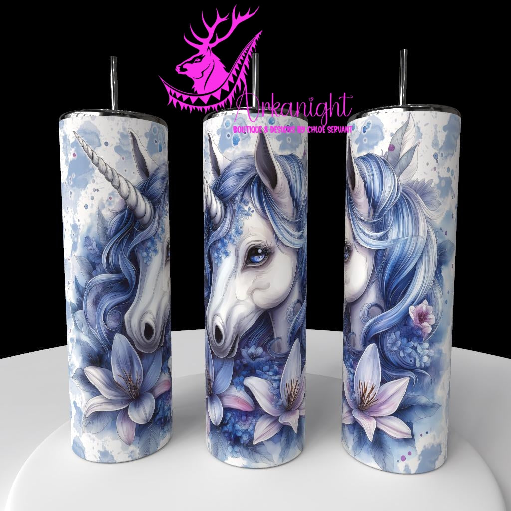 Gourde sur commande - Collection Fantaisie 2026 - Licorne - Blanche & Bleu