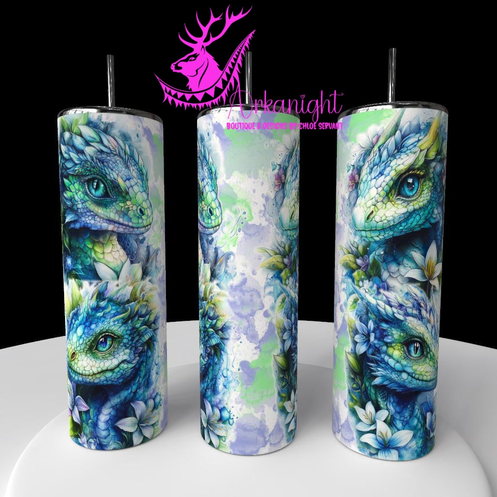 Gourde sur commande - Collection Fantaisie 2026 - Dragon - Bleu & Vert Multi