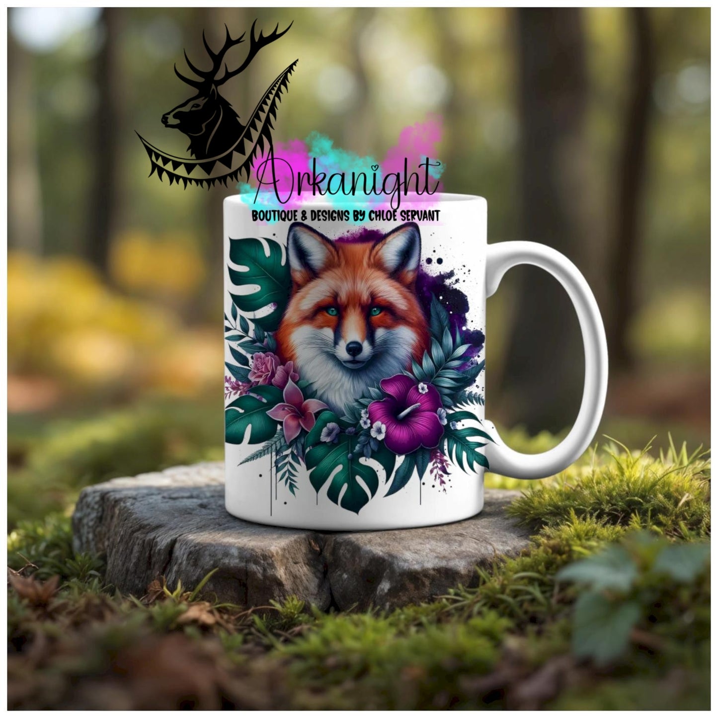 Numérique - Tasse en céramique - Collection Monstera & Animaux - Renard Roux