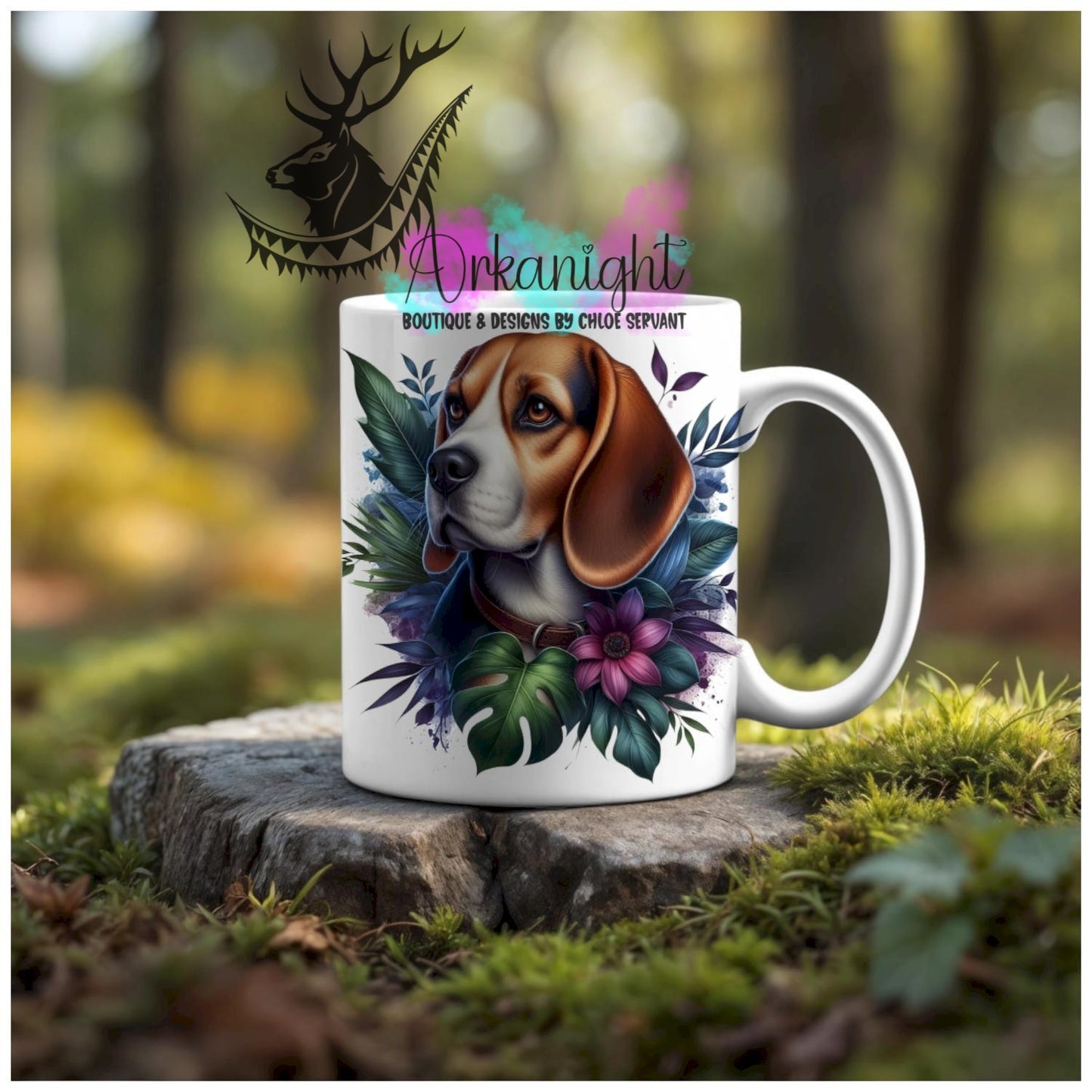 Numérique - Tasse en céramique - Collection Monstera & Animaux - Chien Beagle