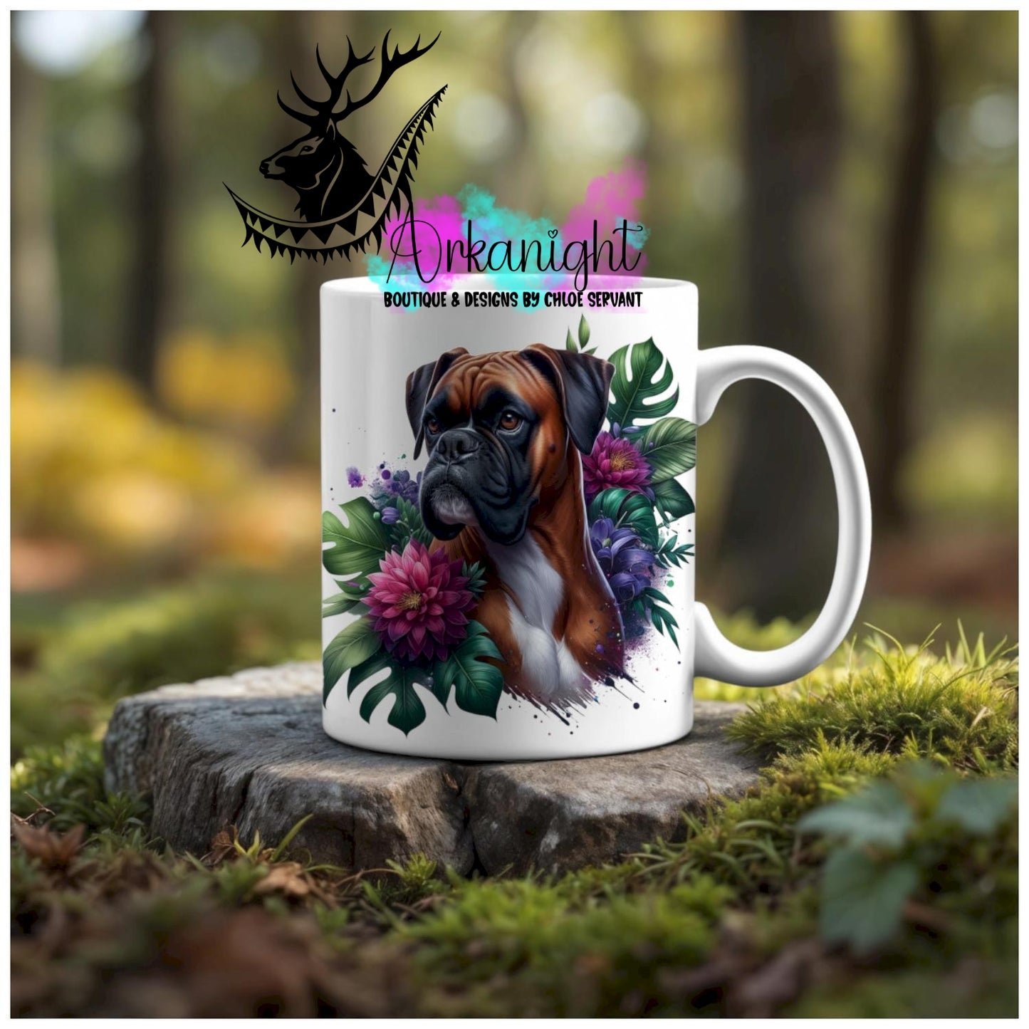 Numérique - Tasse en céramique - Collection Monstera & Animaux - Chien Boxer