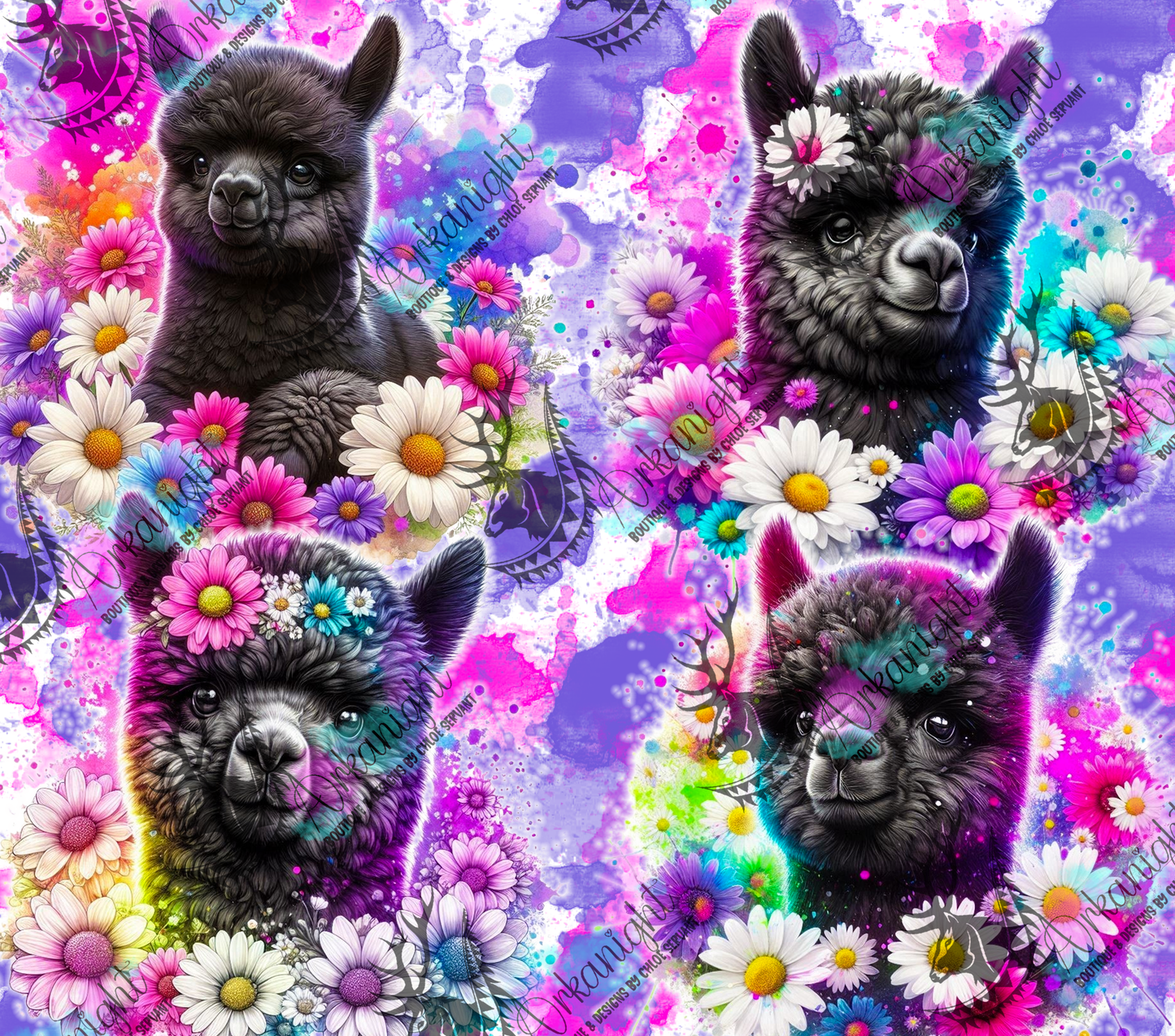 Numérique - Collection Vivid Colors & Flowers - Animaux - Alpaga Noir