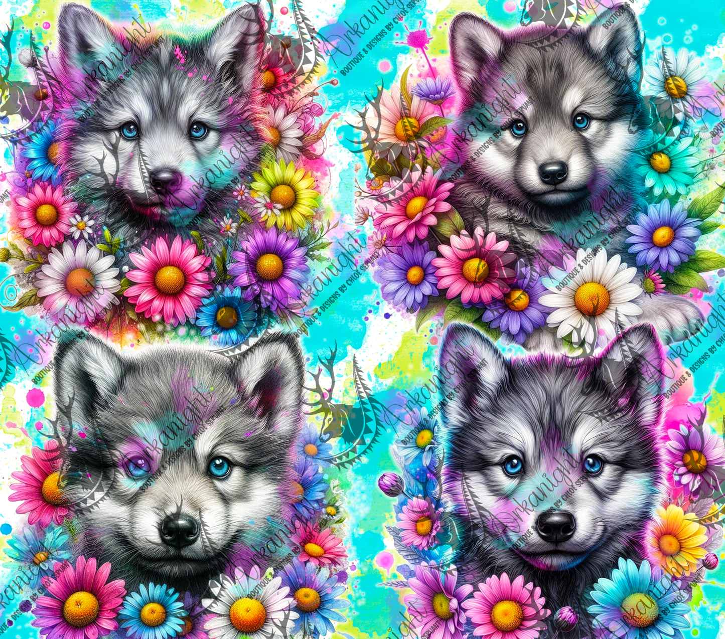 Numérique - Collection Vivid Colors & Flowers - Animaux - Louveteau Gris