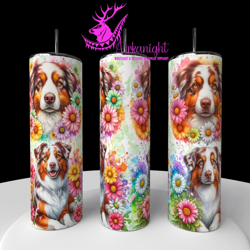 Gourde sur commande - Collection Vivid Colors & Flowers - Chien - Berger Australien Rouge Merle