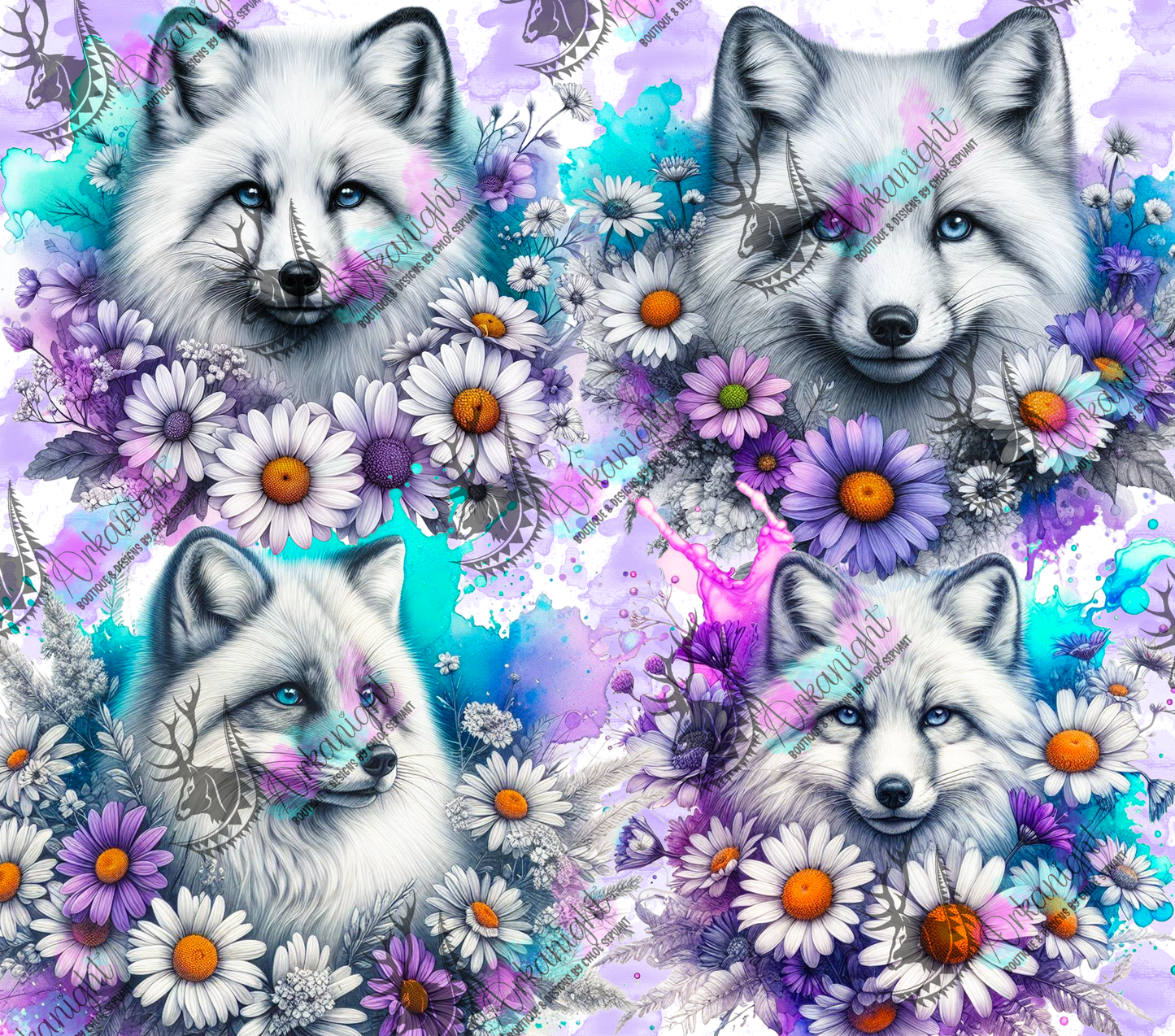 Numérique - Collection Vivid Colors & Flowers - Animaux - Renard Blanc