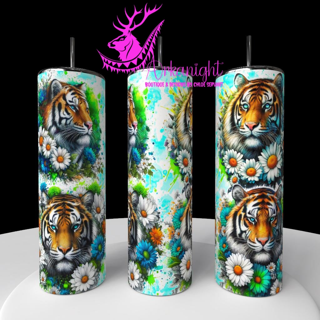 Gourde sur commande - Collection Vivid Colors & Flowers - Animaux - Tigre - Teinte de Turquoise