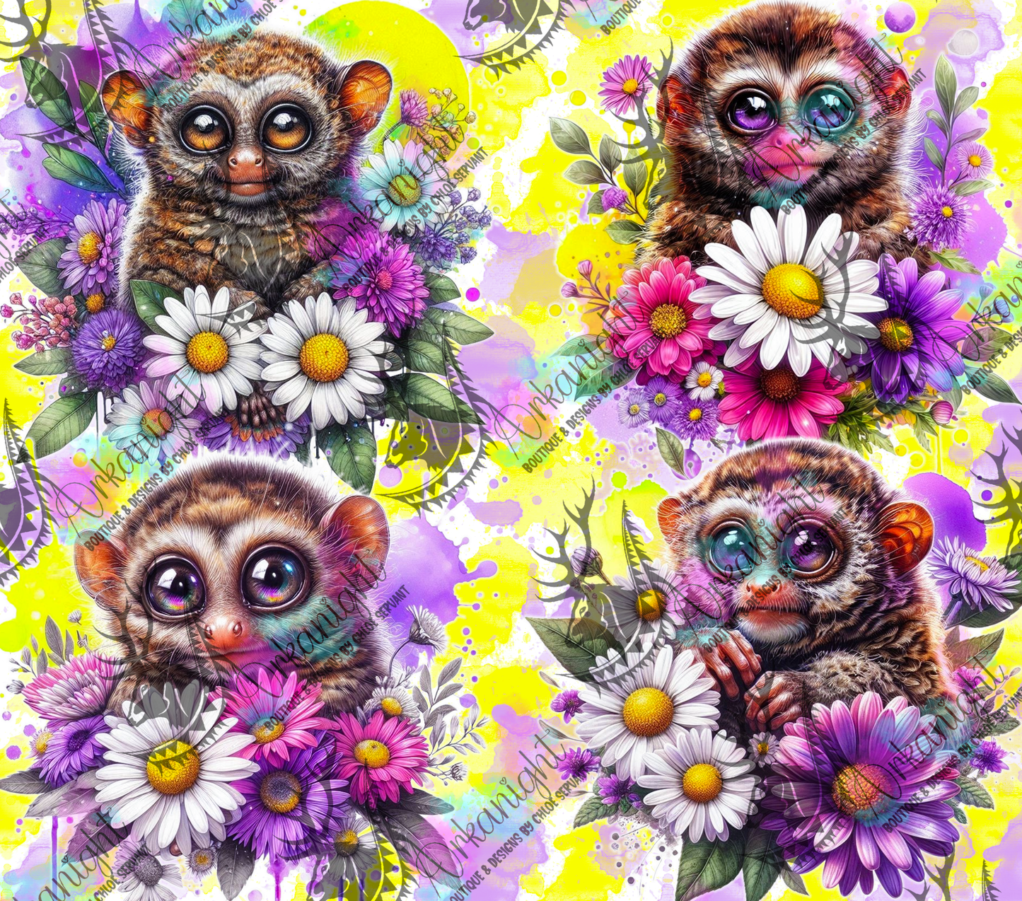 Numérique - Collection Vivid Colors & Flowers - Animaux - Singe Tarsier