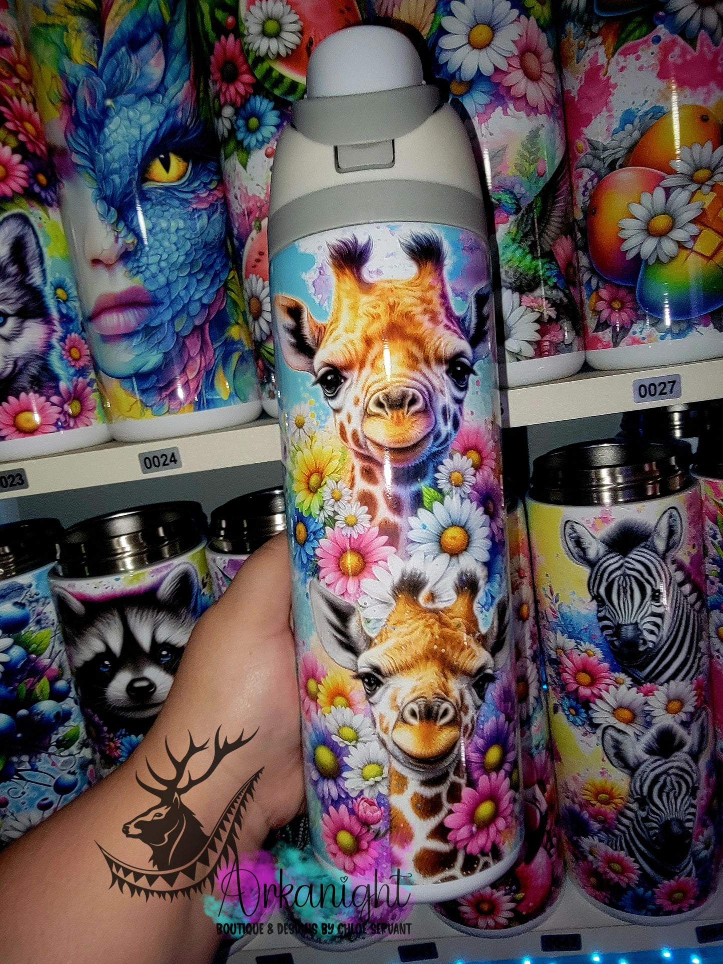 Owala DUPE 24 oz sur commande - Collection Vivid colors & Flowers - Giraffe