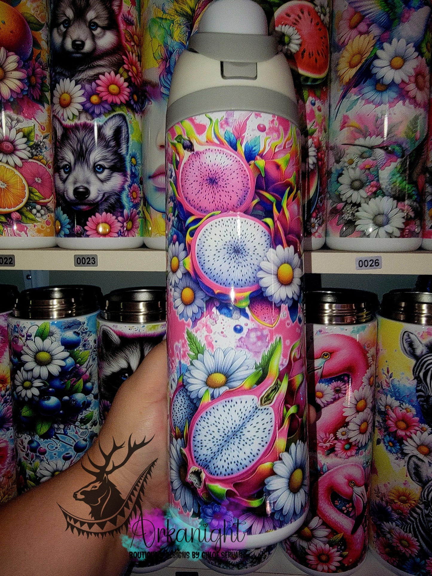 Owala DUPE 24 oz sur commande - Collection Vivid colors & Flowers - Fruits du Dragon