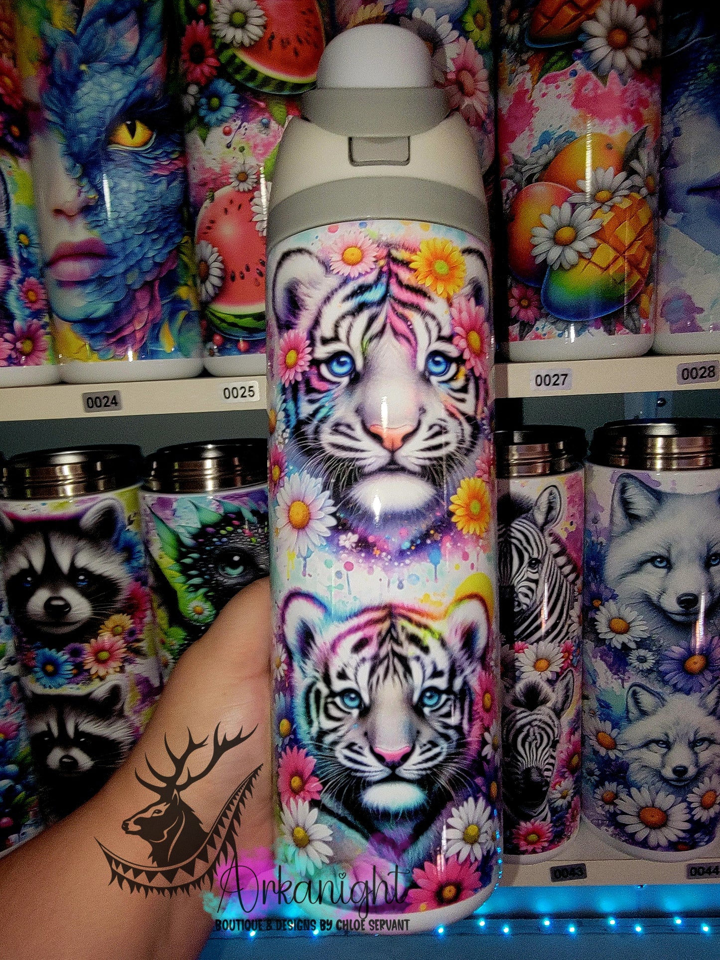 Owala DUPE 24 oz sur commande - Collection Vivid colors & Flowers - Tigre Blanc