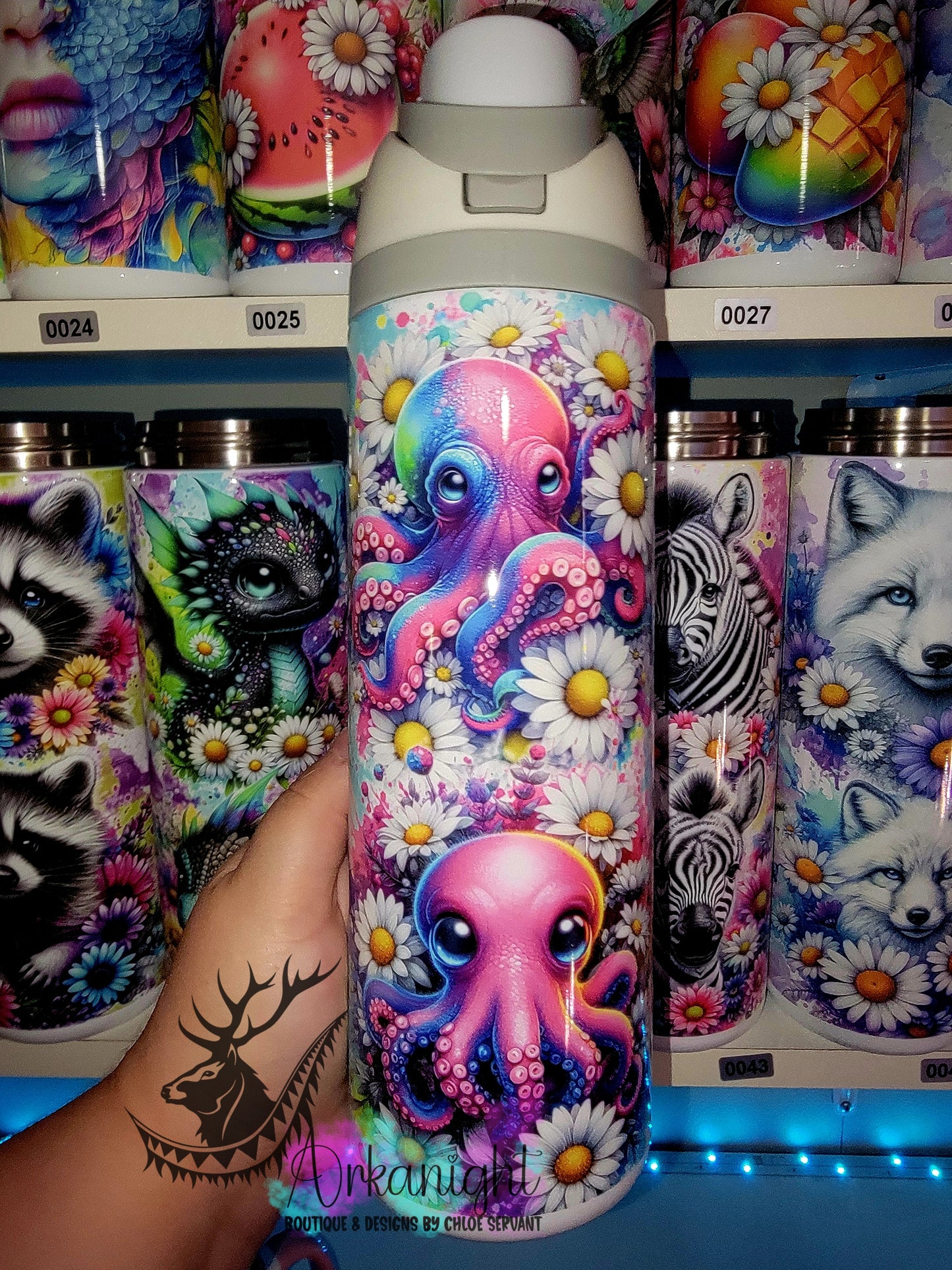 Owala DUPE 24 oz sur commande - Collection Vivid colors & Flowers - Bébé Pieuvre