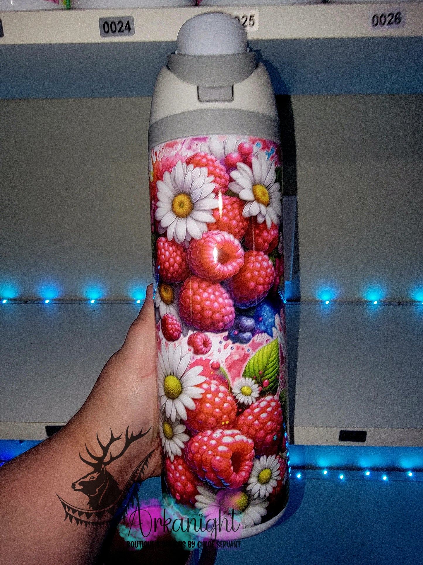 Owala DUPE 24 oz sur commande - Collection Vivid colors & Flowers - Framboises
