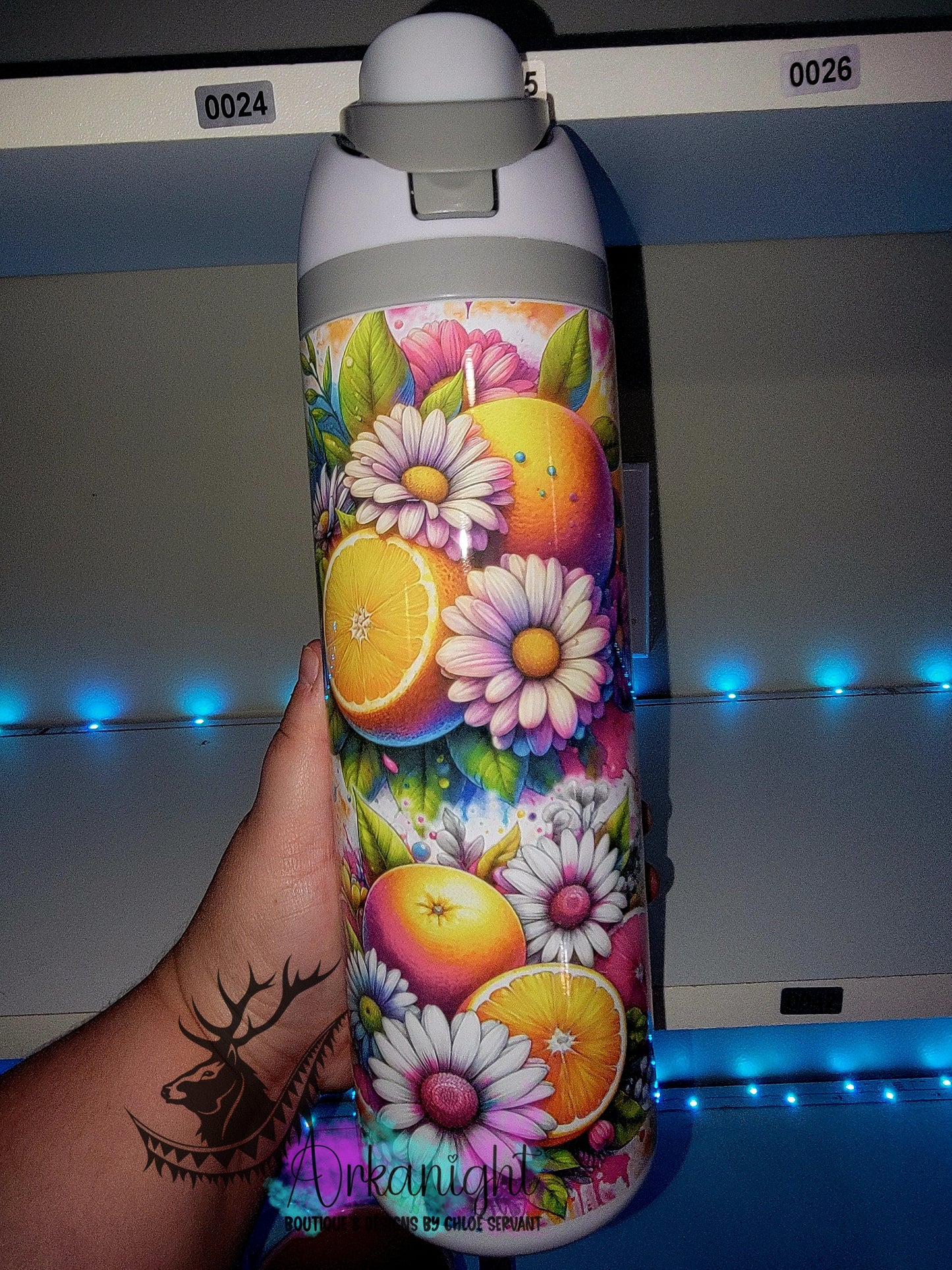 Owala DUPE 24 oz sur commande - Collection Vivid colors & Flowers - Orange & Pamplemousse