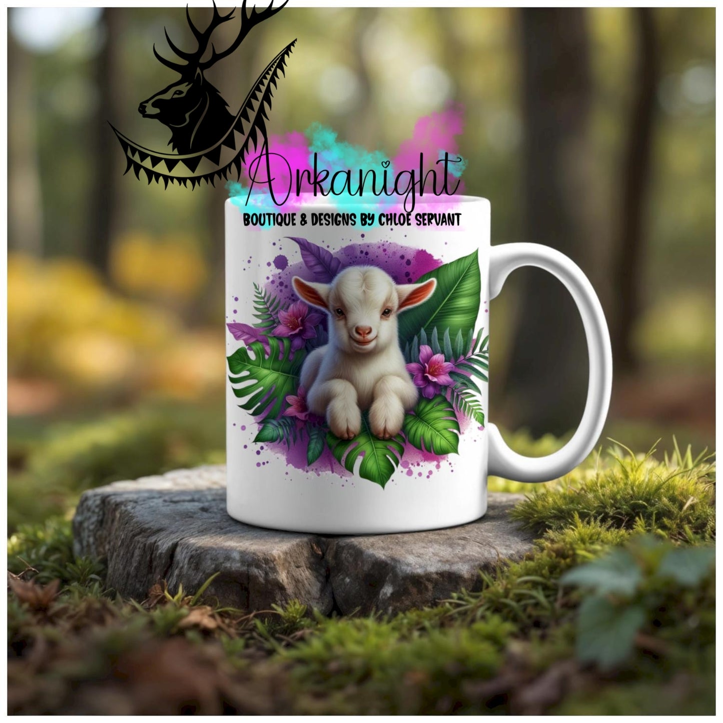 Numérique - Tasse en céramique - Collection Monstera & Animaux - Bébé Chèvre