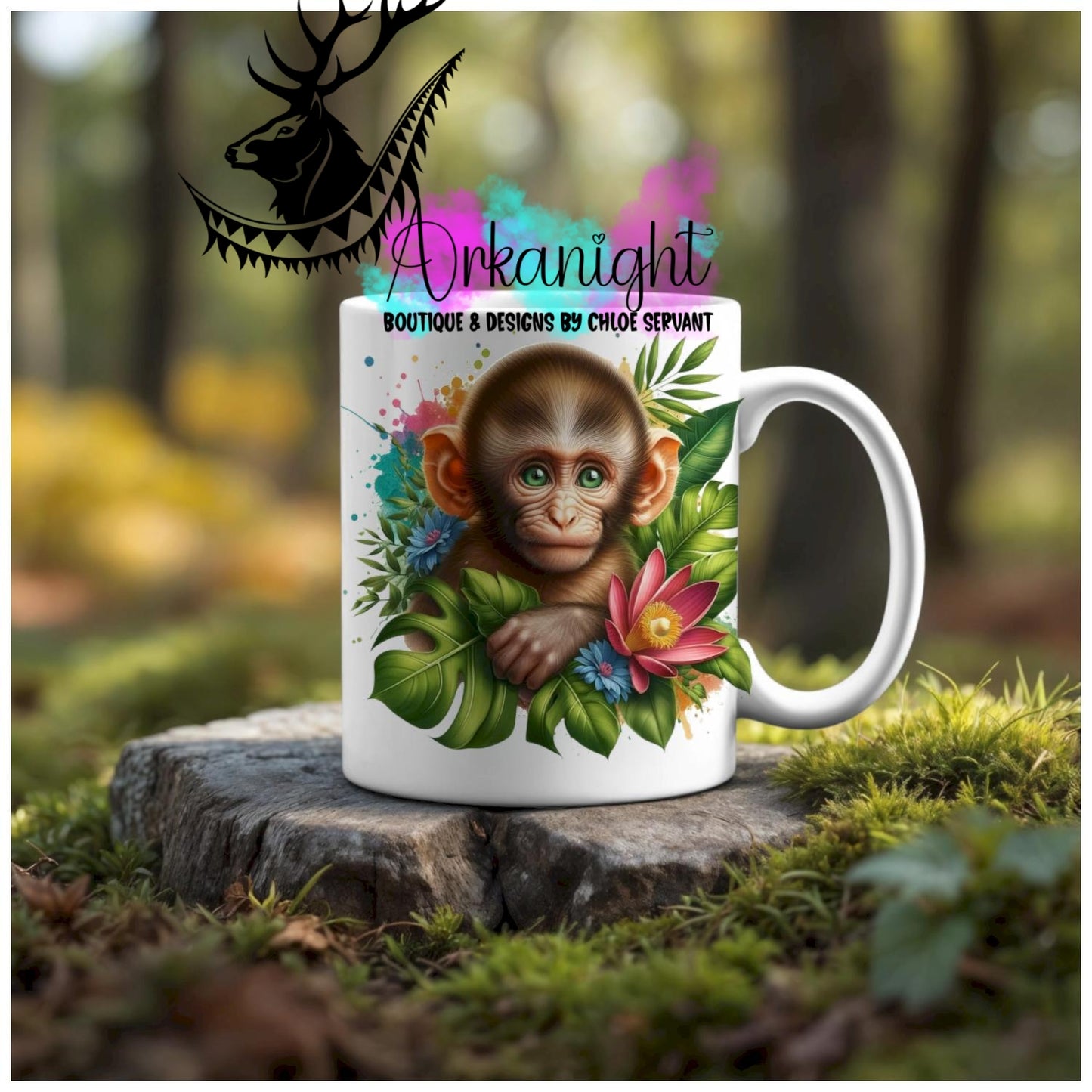 Numérique - Tasse en céramique - Collection Monstera & Animaux - Singe