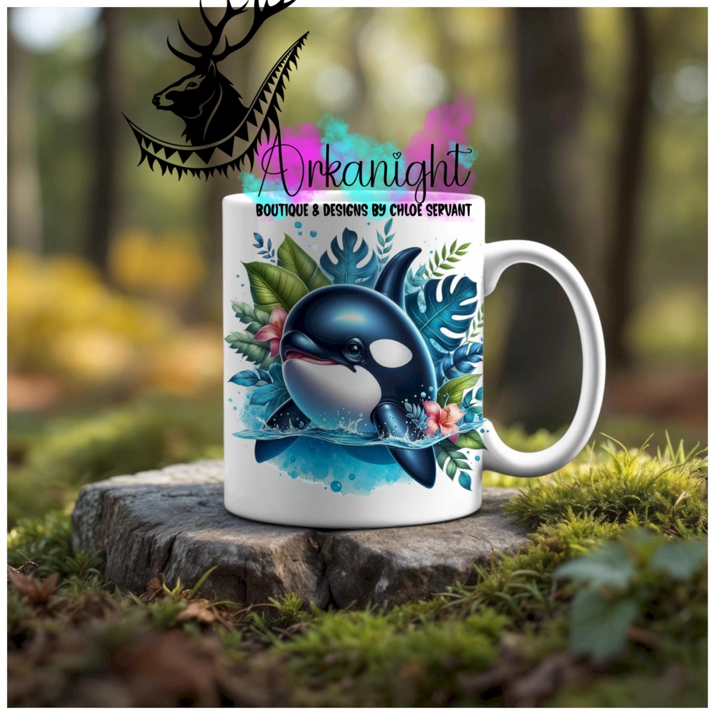 Numérique - Tasse en céramique - Collection Monstera & Animaux - Bébé Orque