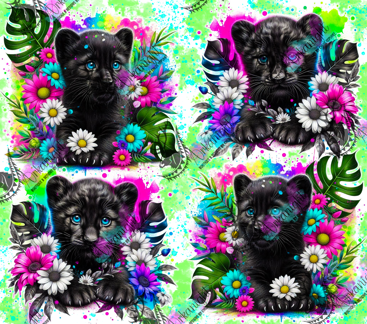 Numérique - Collection Vivid Colors & Flowers - Animaux - Panther Noir