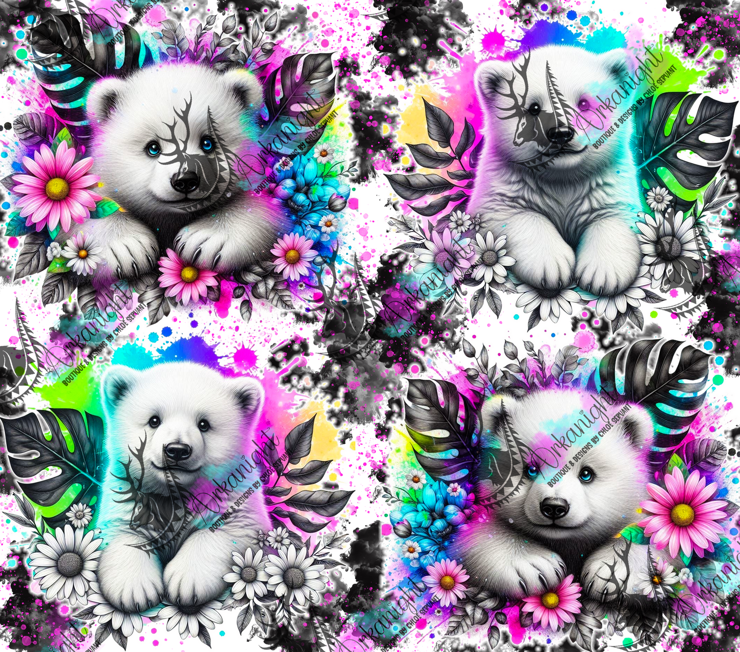 Numérique - Collection Vivid Colors & Flowers - Animaux - Ours Polaire