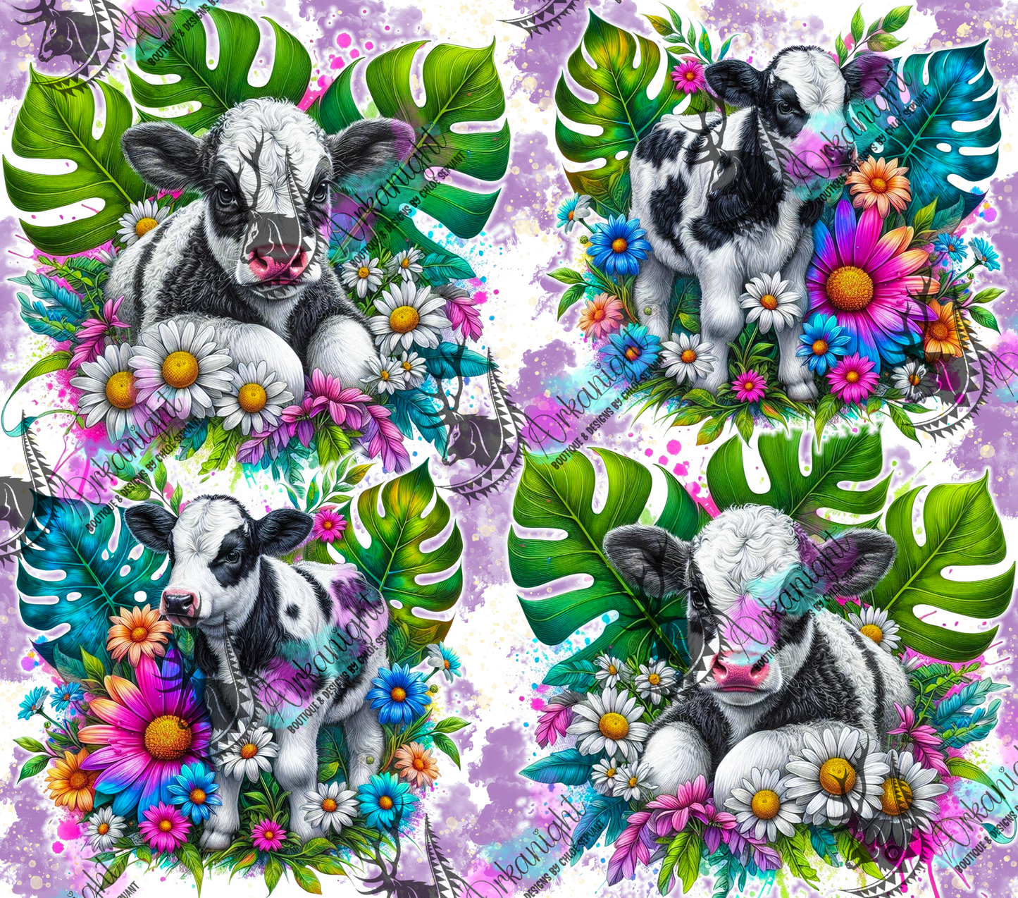 Numérique - Collection Vivid Colors & Flowers - Animaux - Vache Holstein