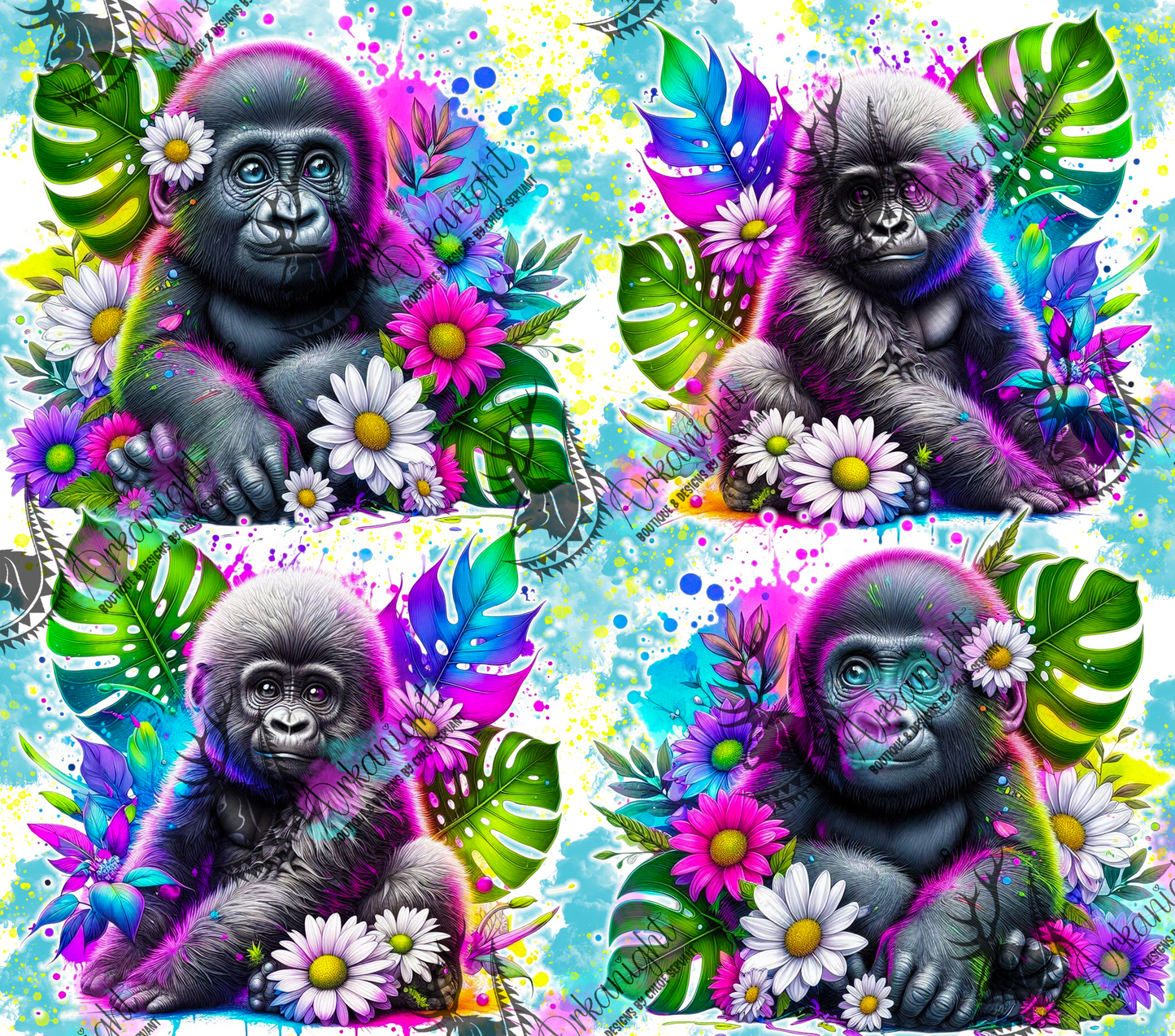 Numérique - Collection Vivid Colors & Flowers - Animaux - Gorille