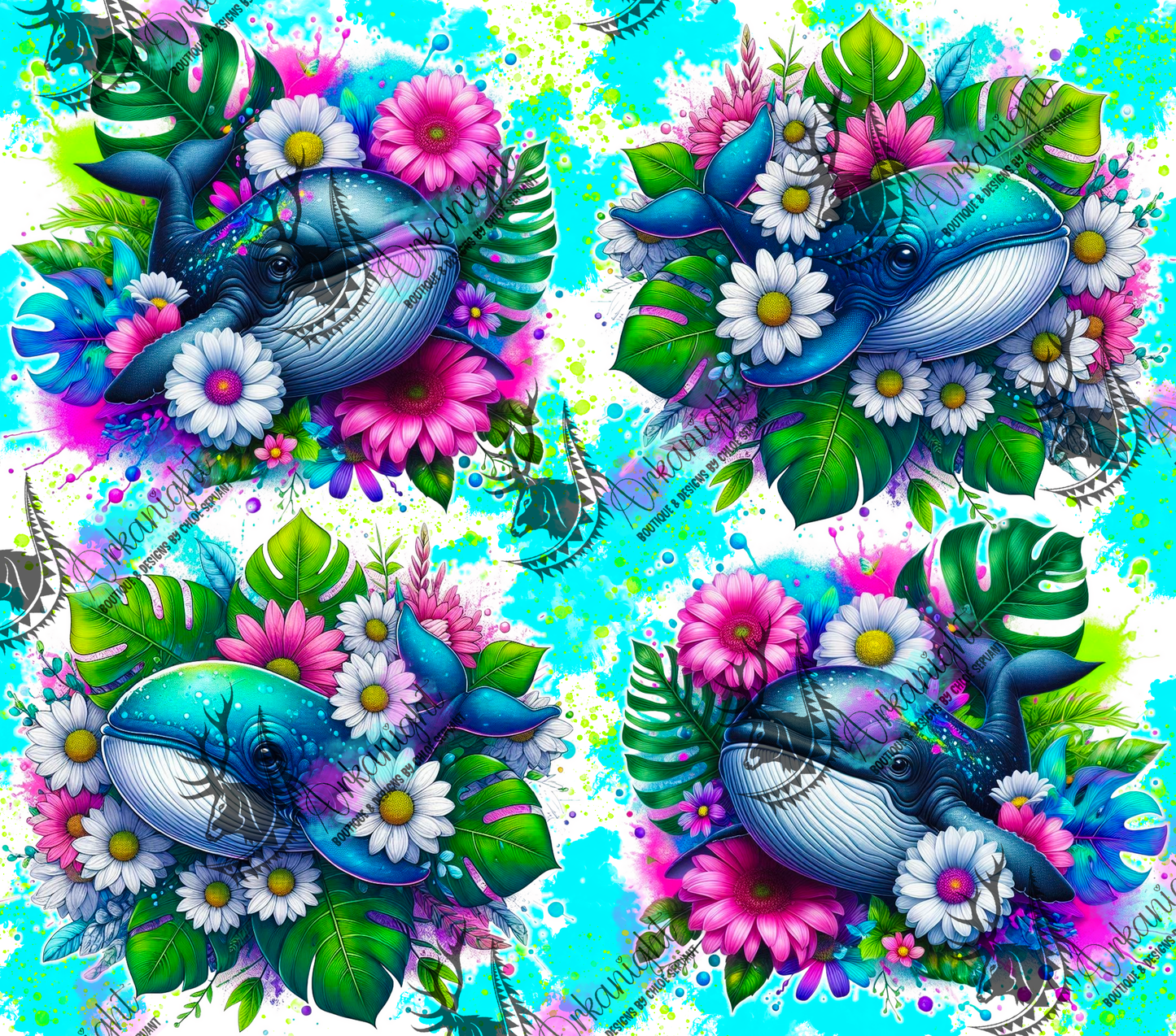 Numérique - Collection Vivid Colors & Flowers - Animaux - Baleine Bleu