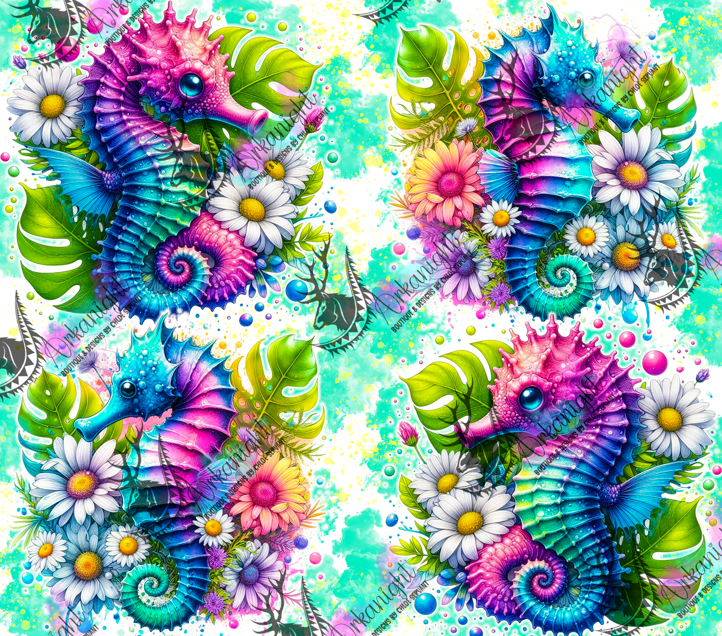 Numérique - Collection Vivid Colors & Flowers - Animaux - Hippocampes