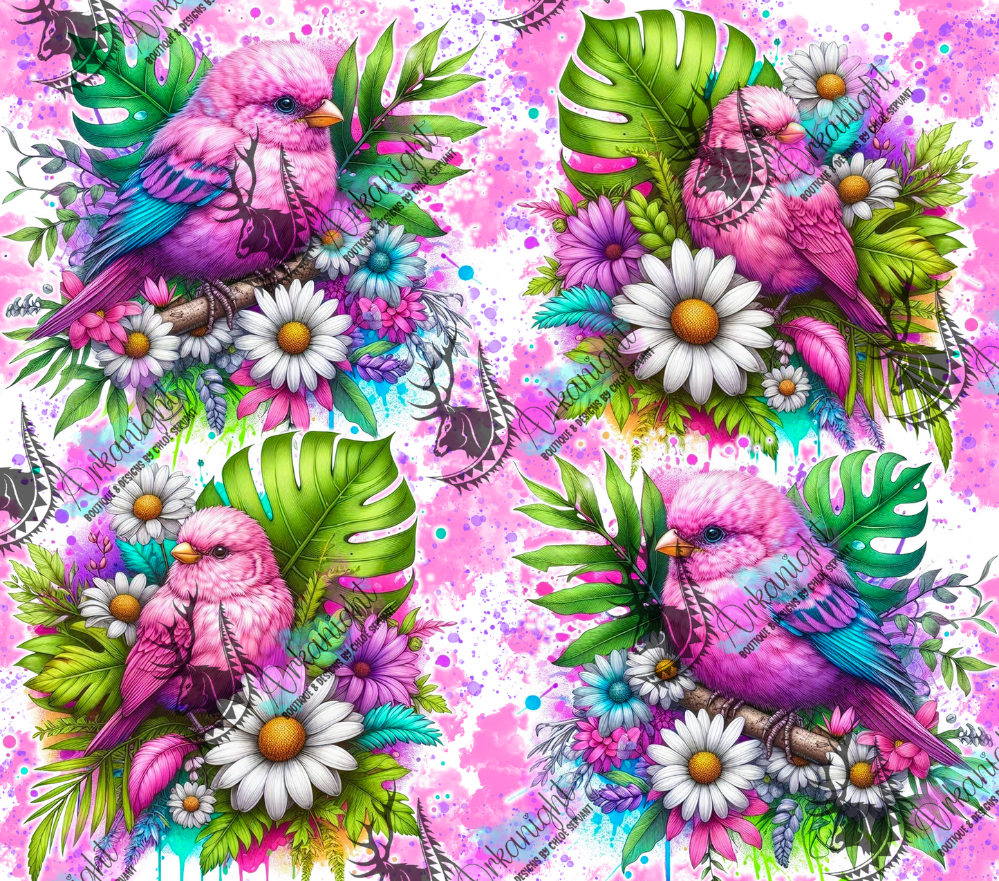 Numérique - Collection Vivid Colors & Flowers - Animaux - Oiseaux Rose