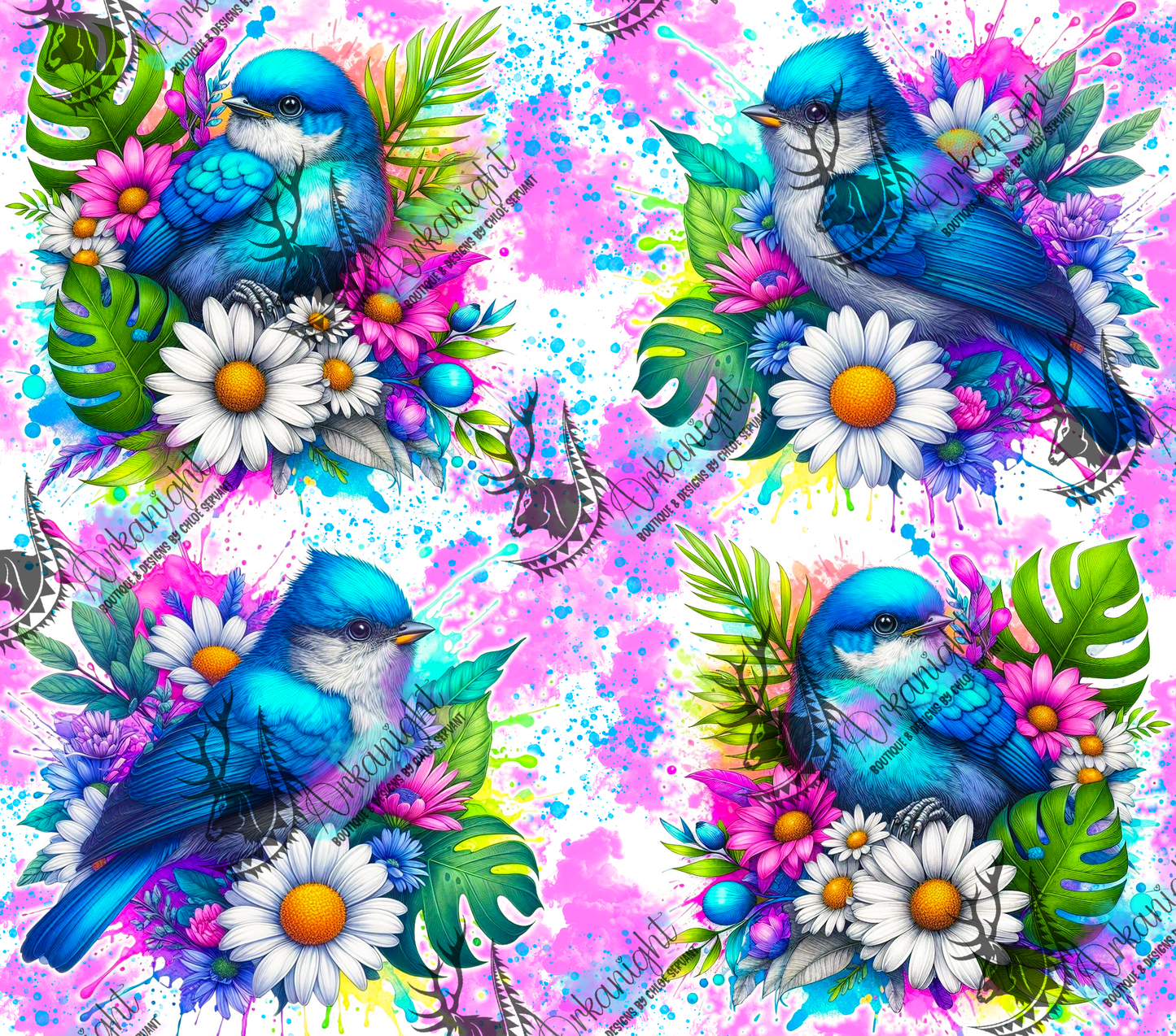 Numérique - Collection Vivid Colors & Flowers - Animaux - Oiseaux Bleu