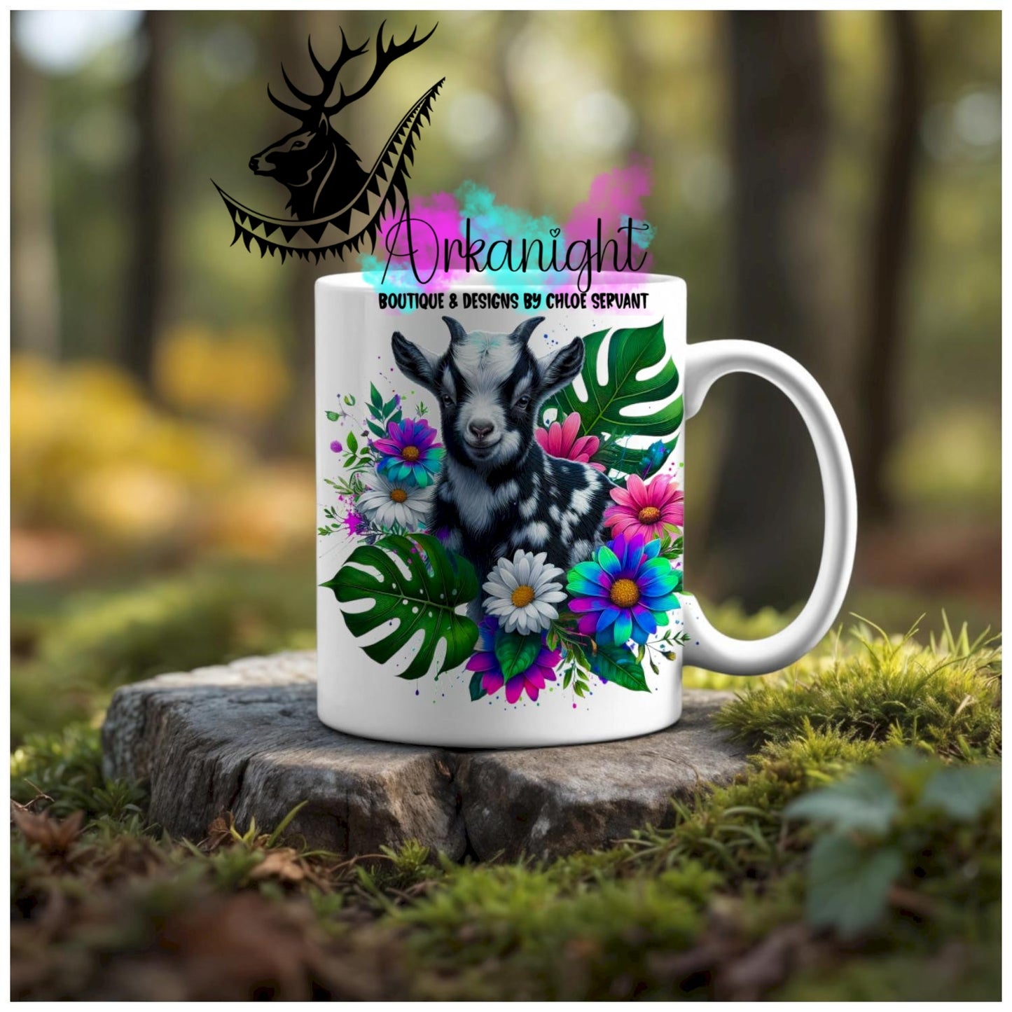 Numérique - Tasse en céramique - Collection Vivid Colors & Flowers - Animaux - Chèvre Miniature