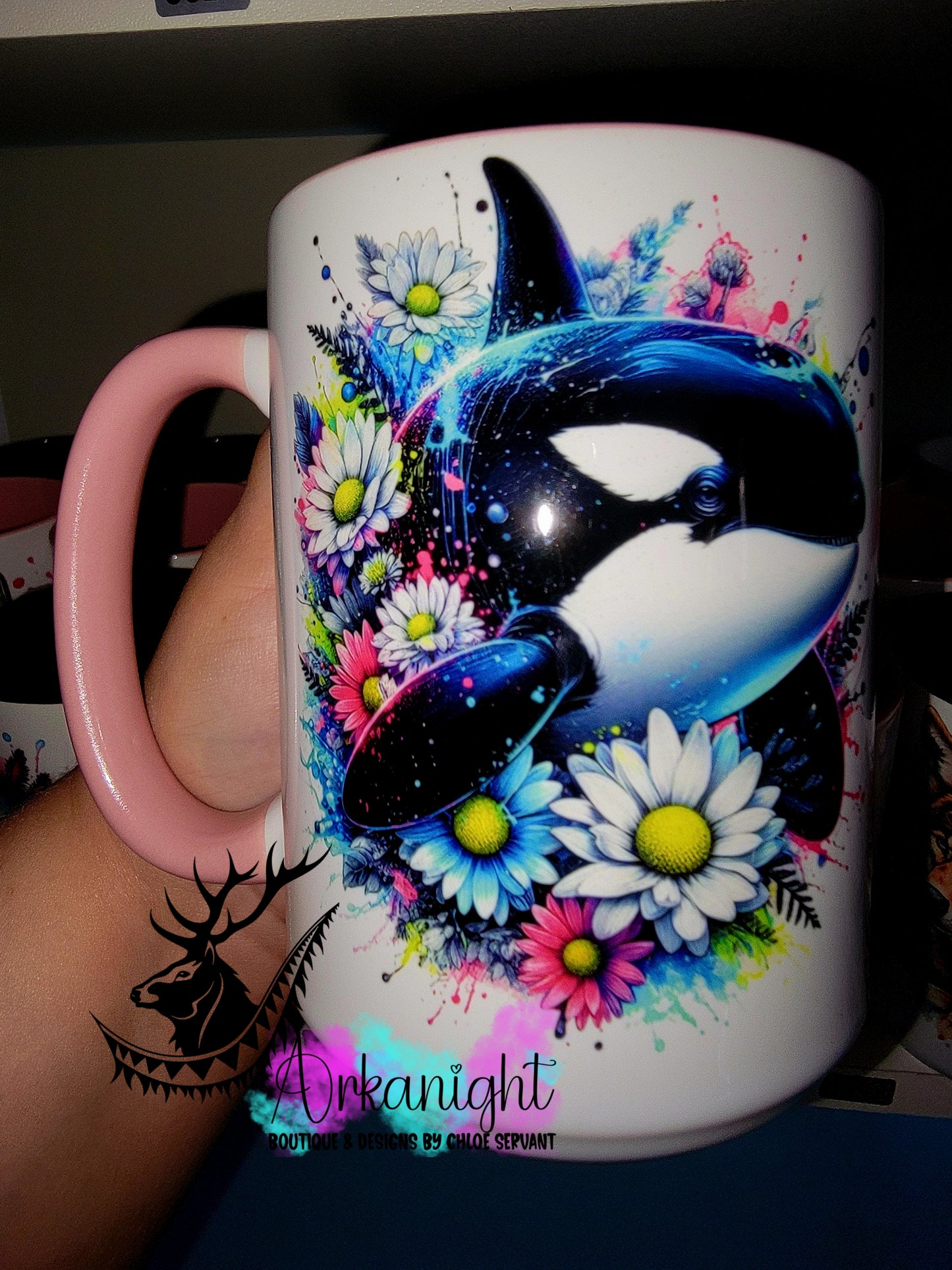 Tasse en céramique sur commande - Collection Vivid Color's & Flower's - Animaux - Orques - 03