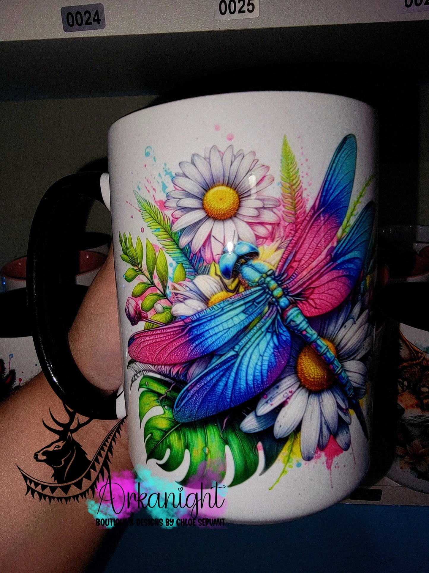 Tasse en céramique sur commande - Collection Vivid Color's & Flower's - Animaux - Libellule